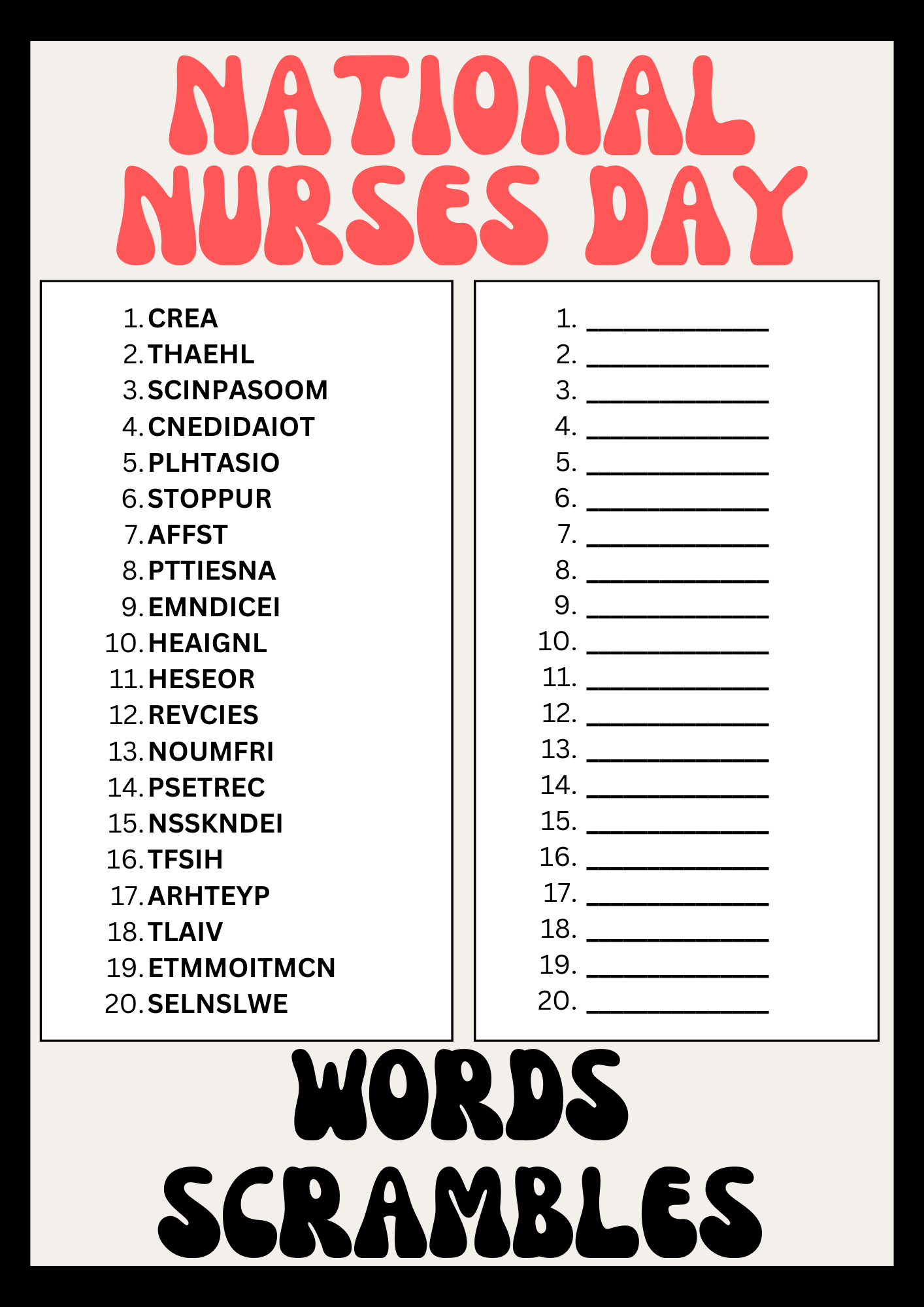International Workers Day Word Scrambles Puzzle Worksheet Printables Activity 3