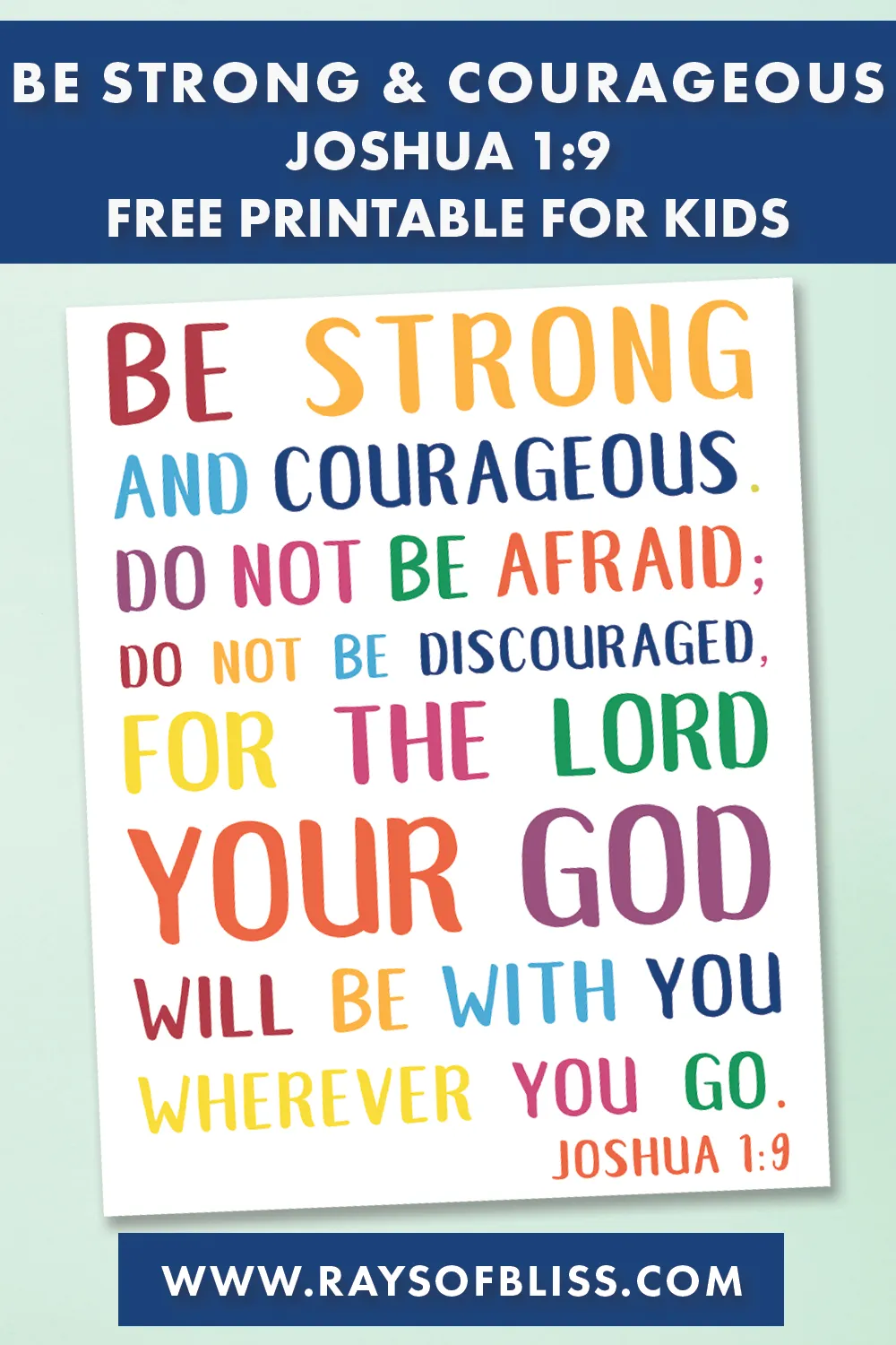 Joshua 1 9 Kids Printable
