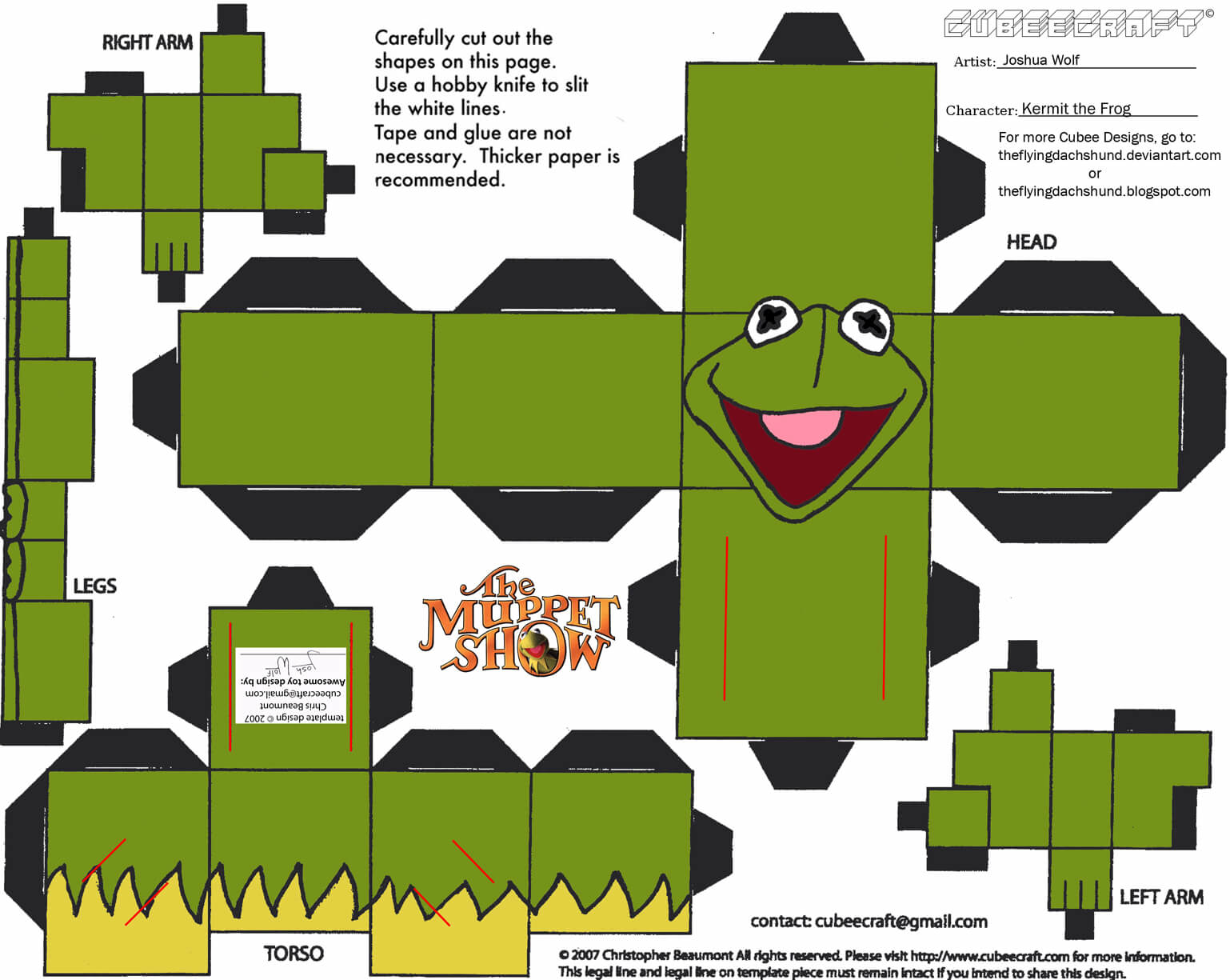 Kermit Paper Toy