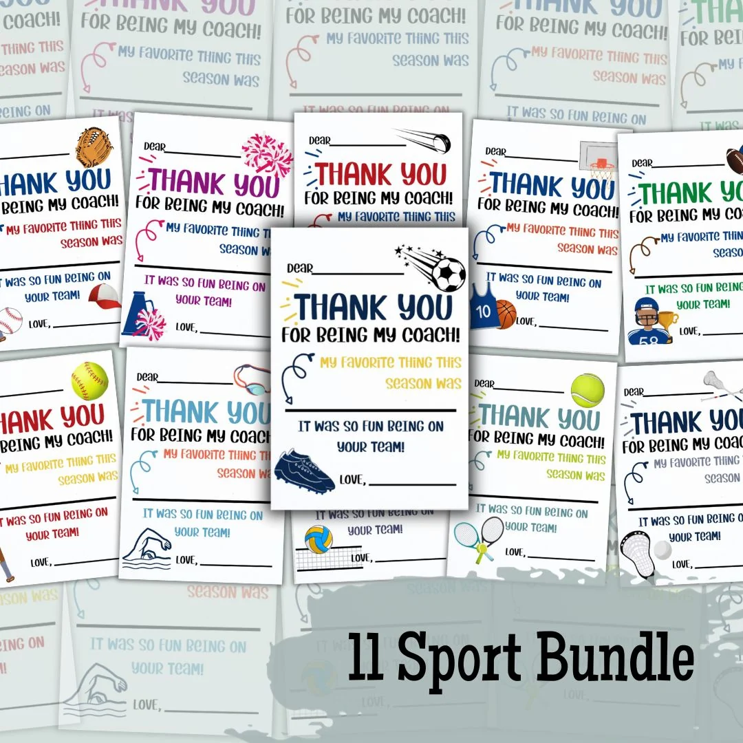 Kids Thank You Cards To Coaches Digital Download