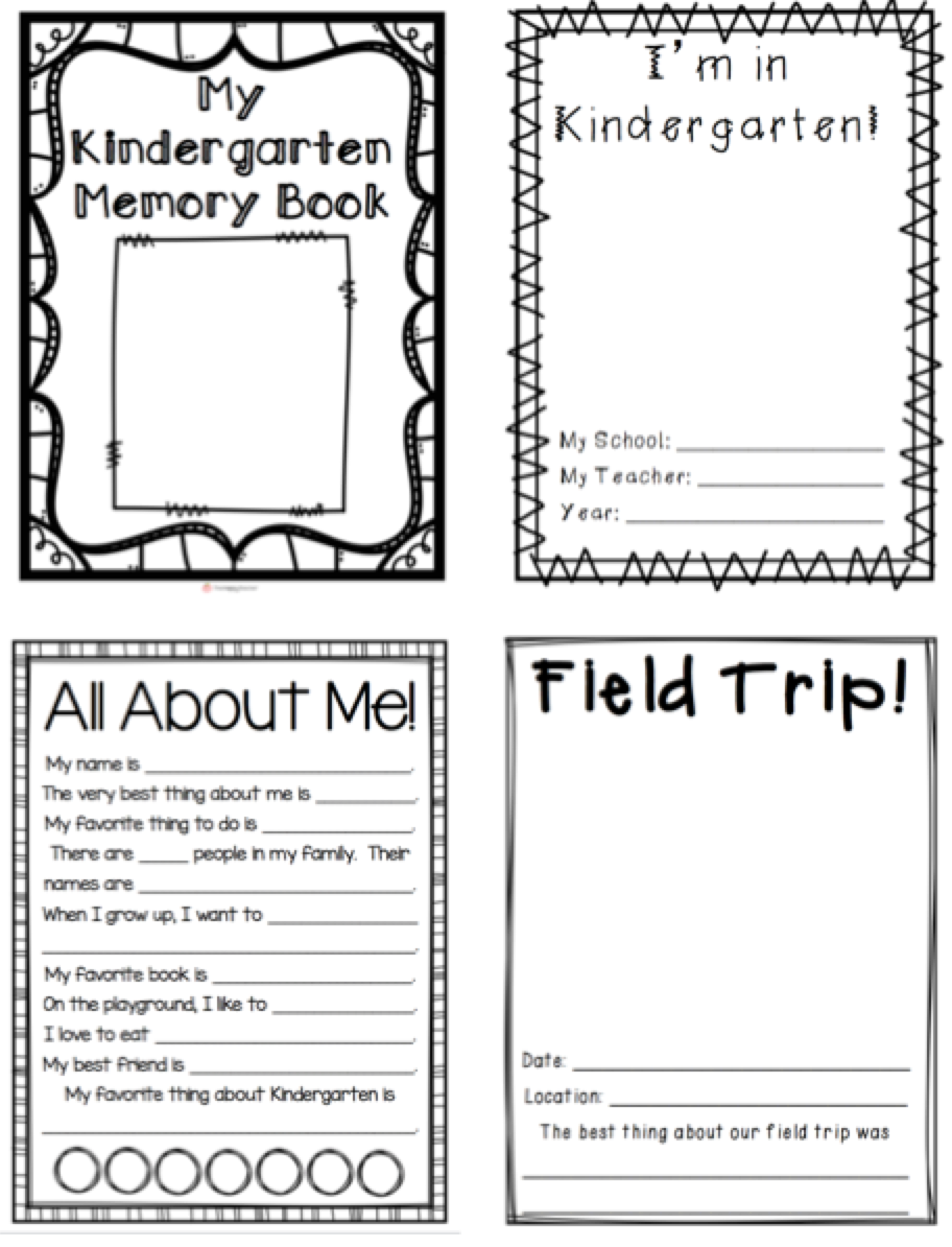 free kindergarten memory book printables