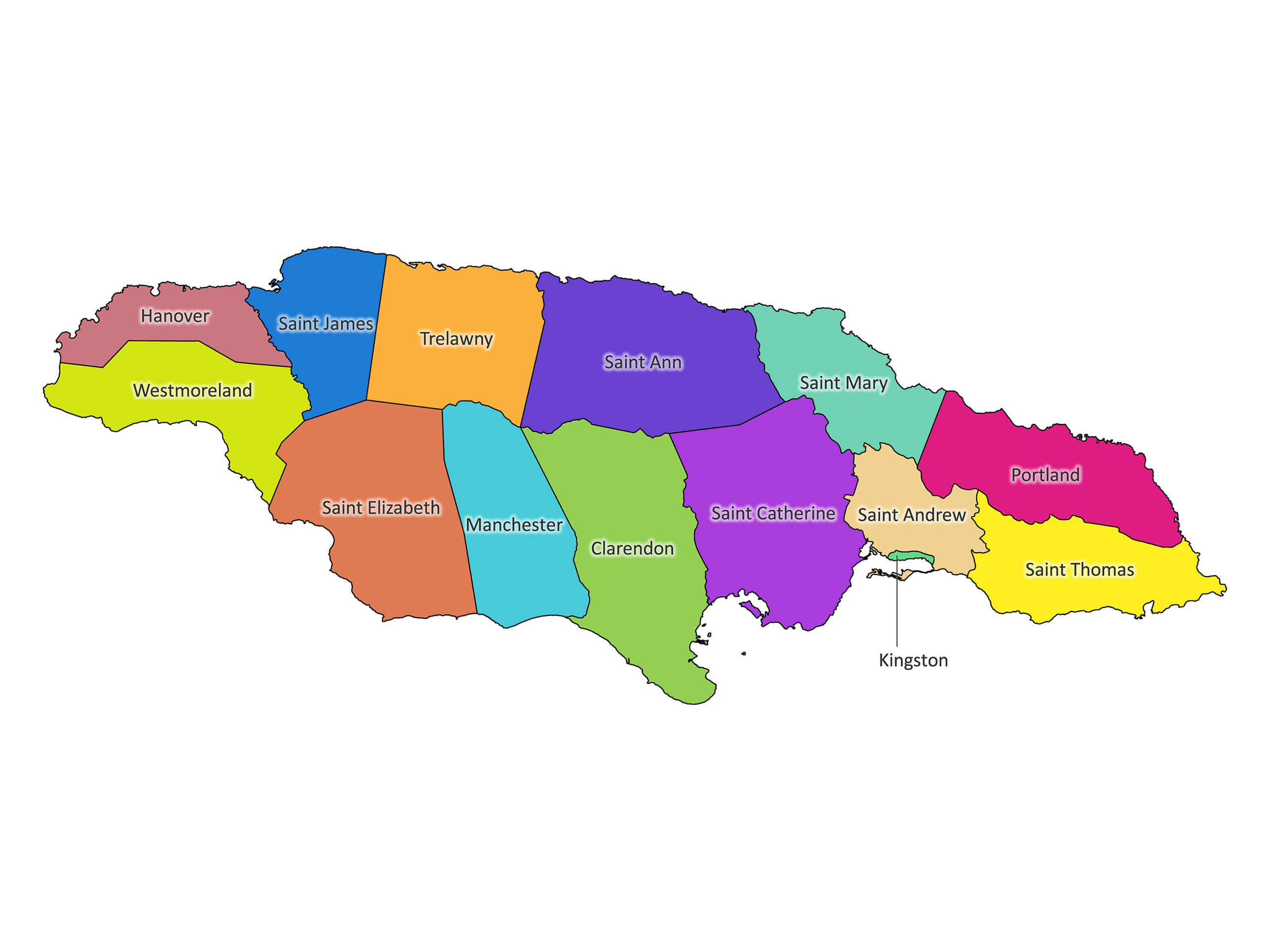 Labeled Map Of Jamaica