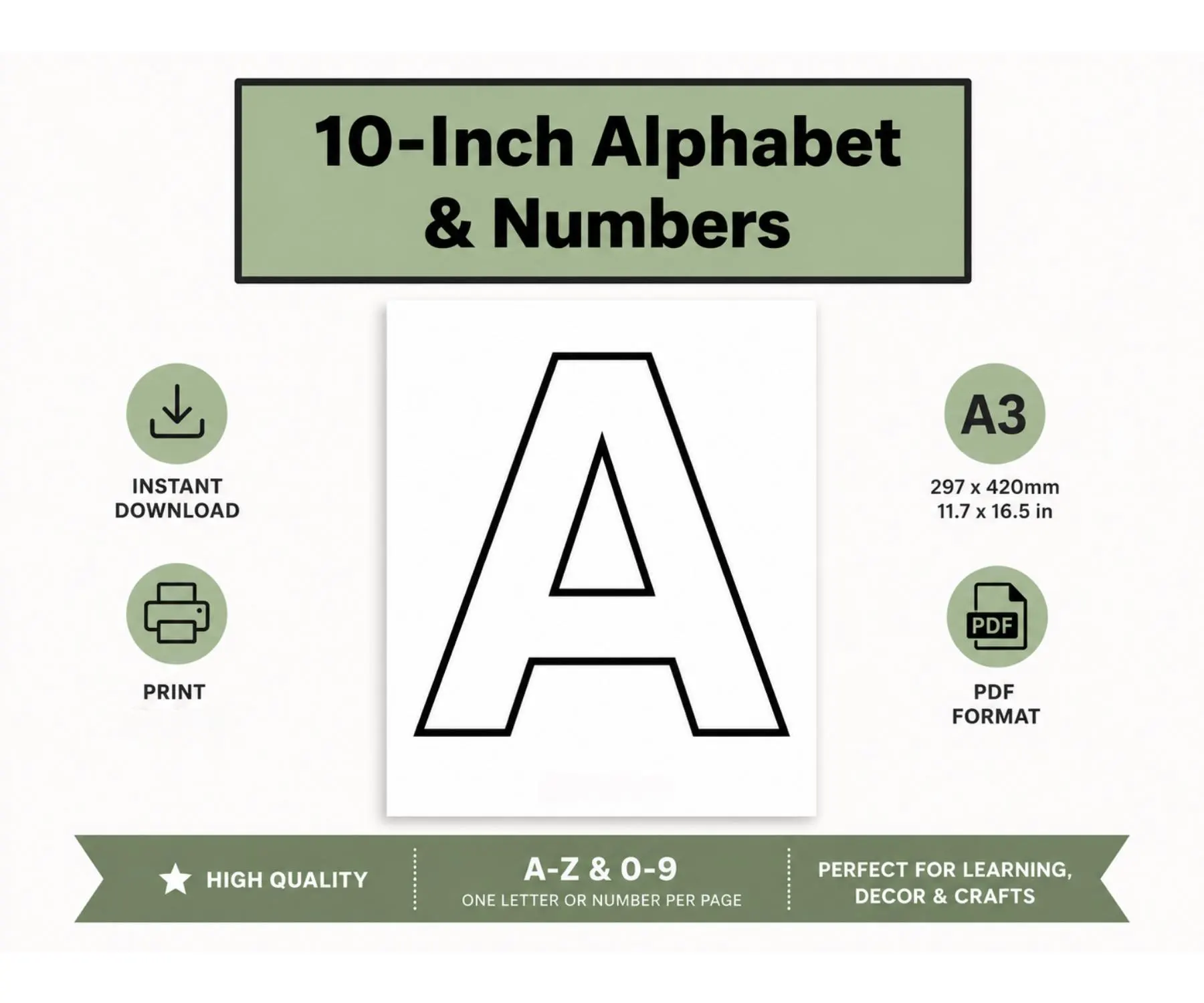 Large Printable Letters 10 Inch Template
