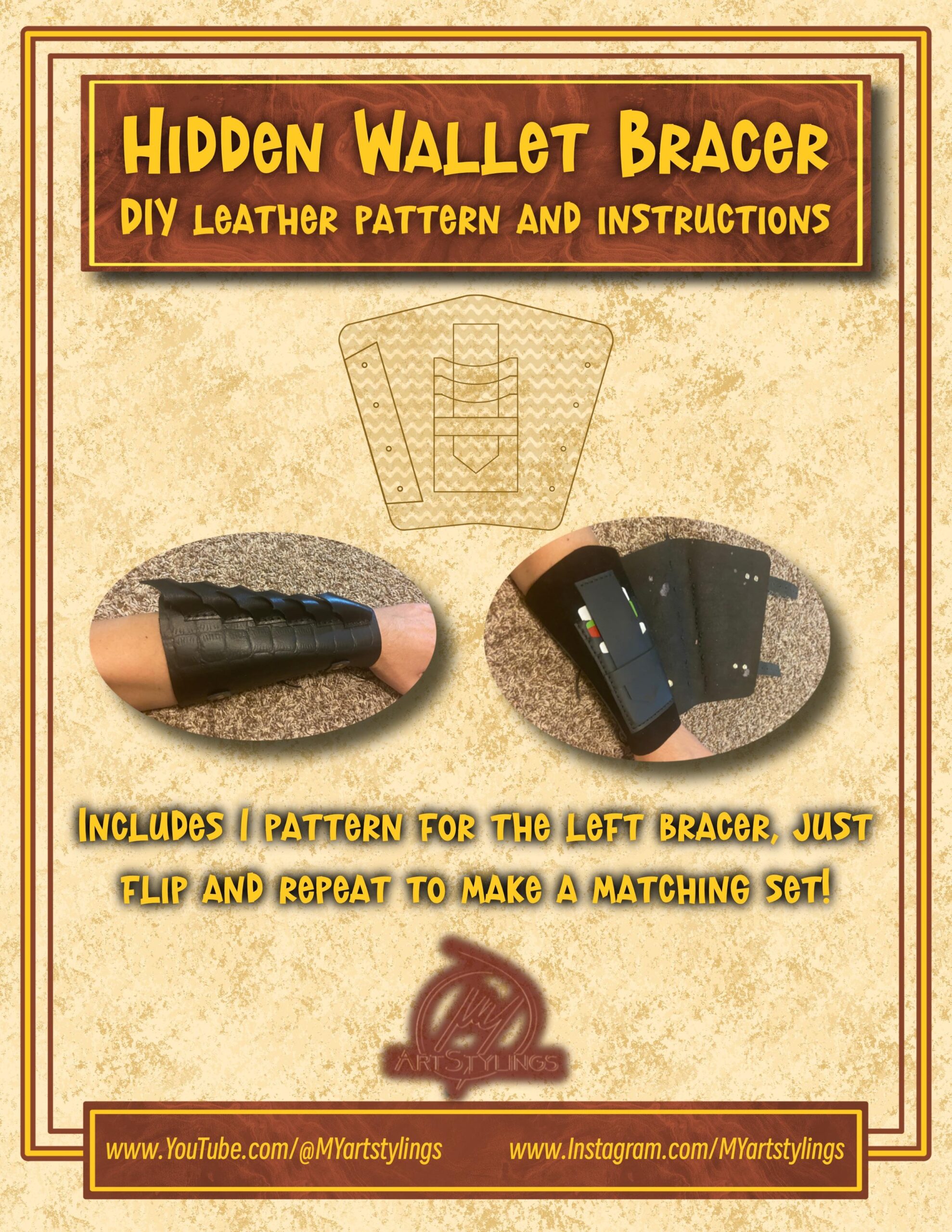 Leather Arm Bracer Hidden Wallet Pattern Instant