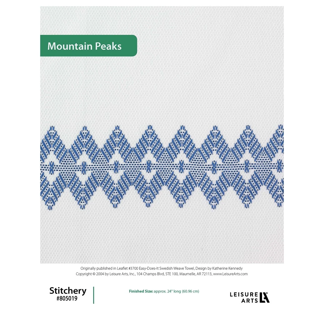 Leisure Arts Easydoesit Swedish Weave Towels Mountain Peaks Stitchery Epattern
