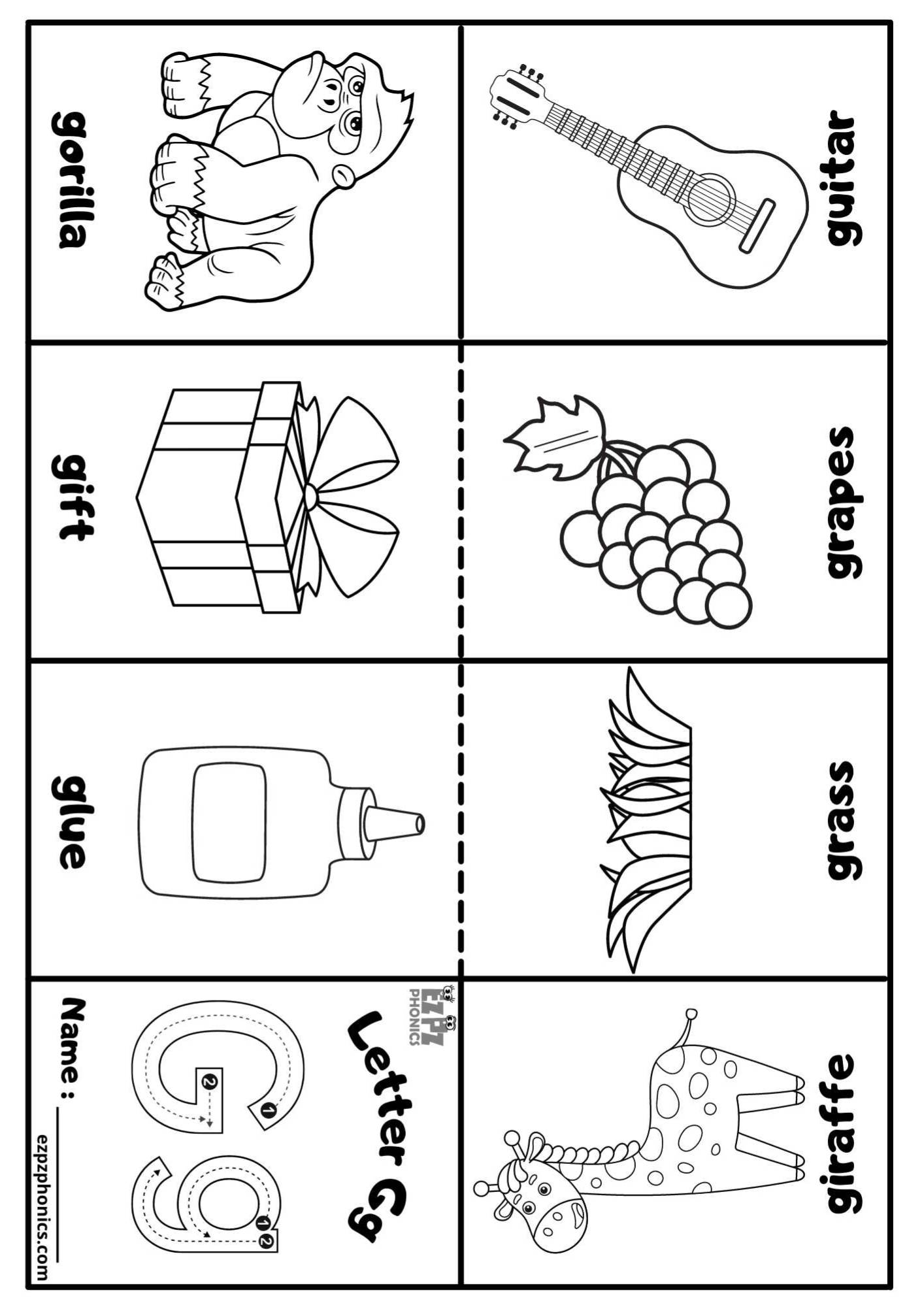 Letter G Mini Coloring Book Free Printable Pdf