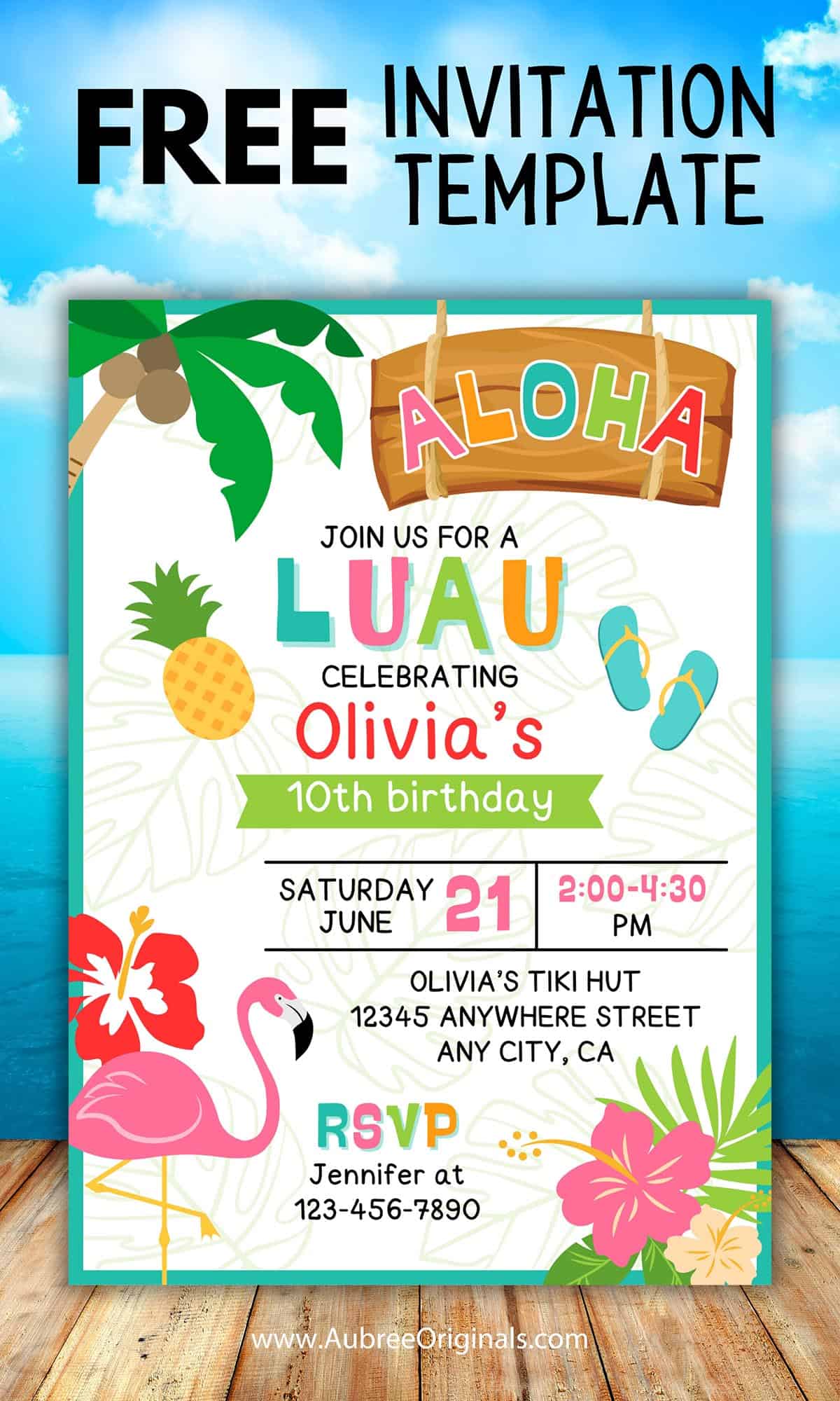 Luau Birthday Party Invitation