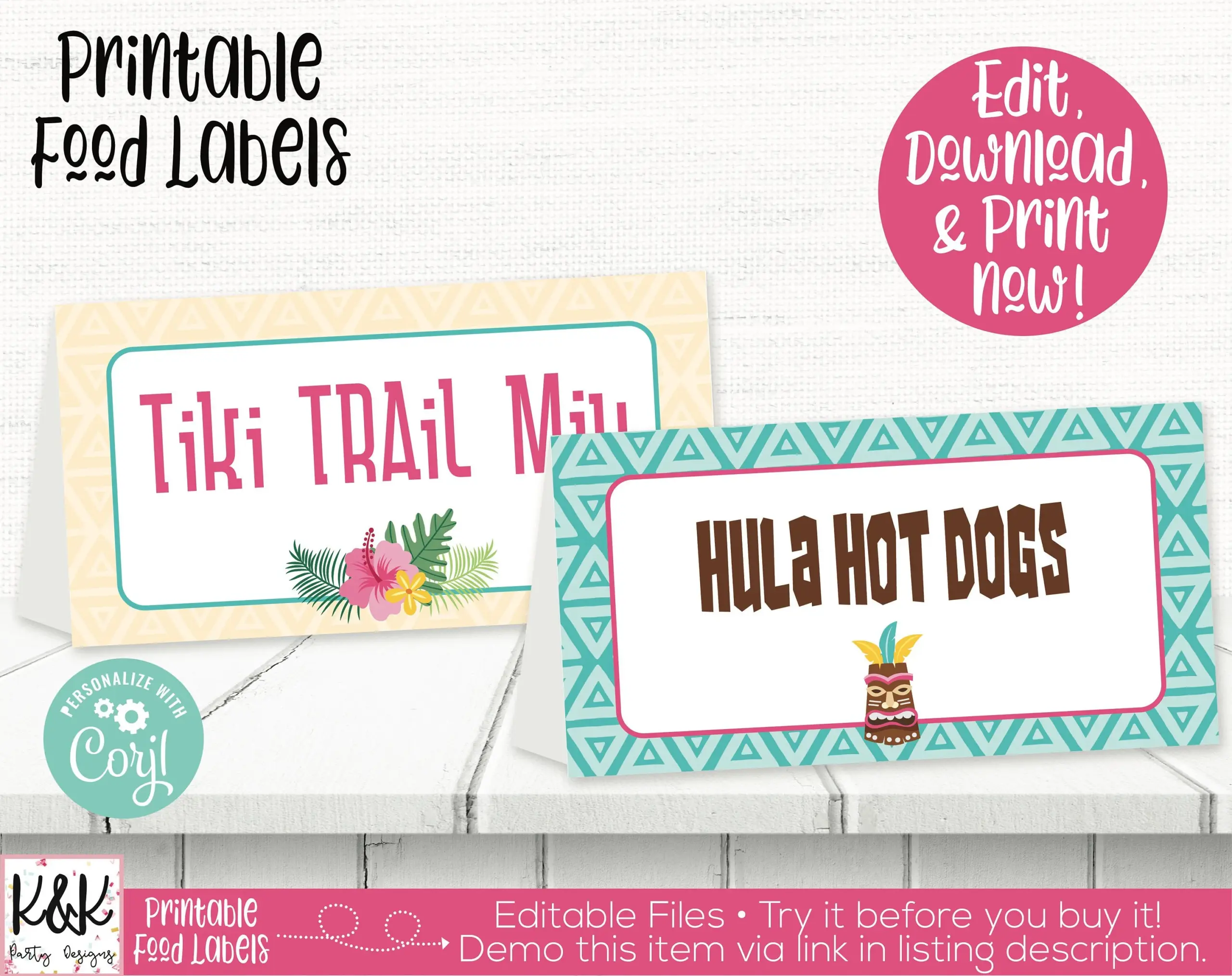 free printable hawaiian food labels