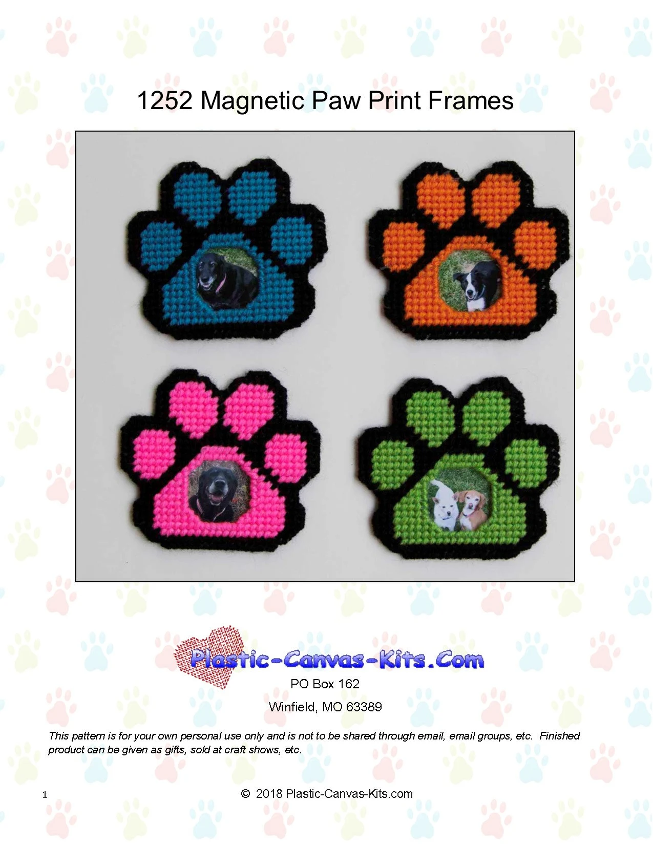 Magnetic Paw Print Frames Plastic Canvas