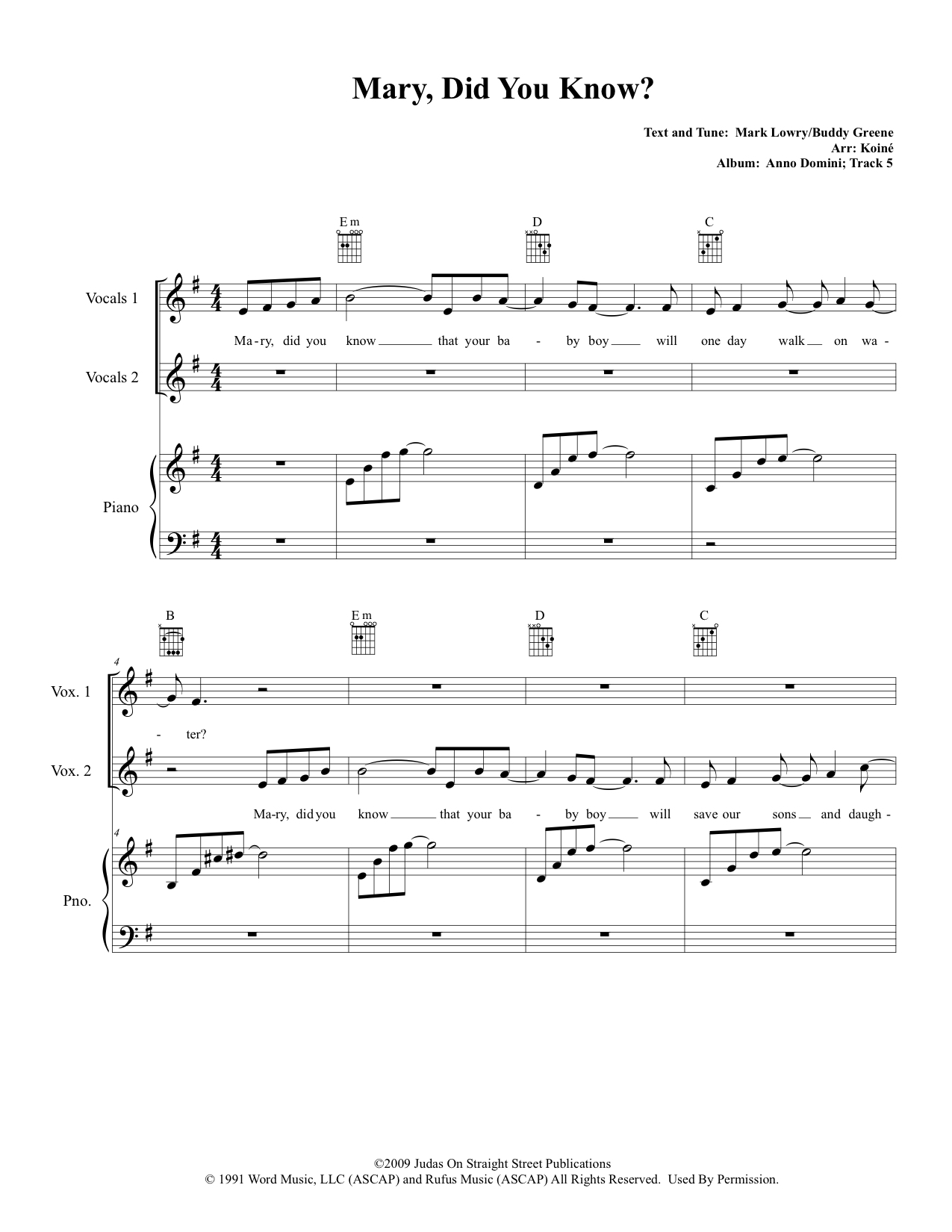 mary did you know free printable sheet music
