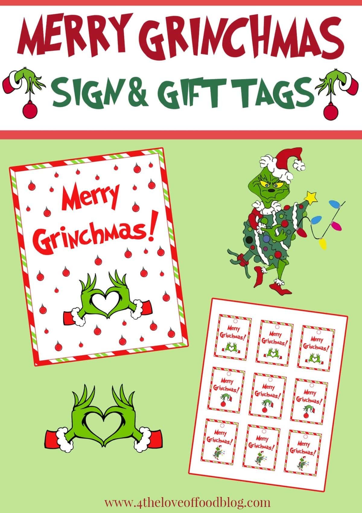 Merry Grinchmas Printable Gift Tags And Sign