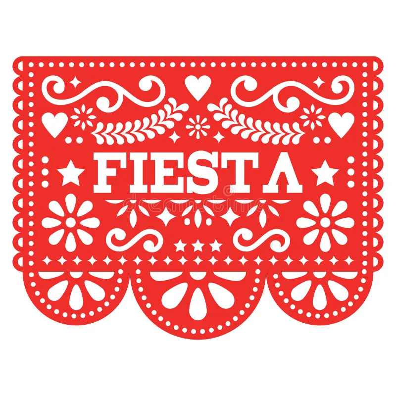Mexican Papel Picado Template Design Traditional Red Pattern Blank Text Editable Paper Decoration Inspired Art Mexico Image105787046