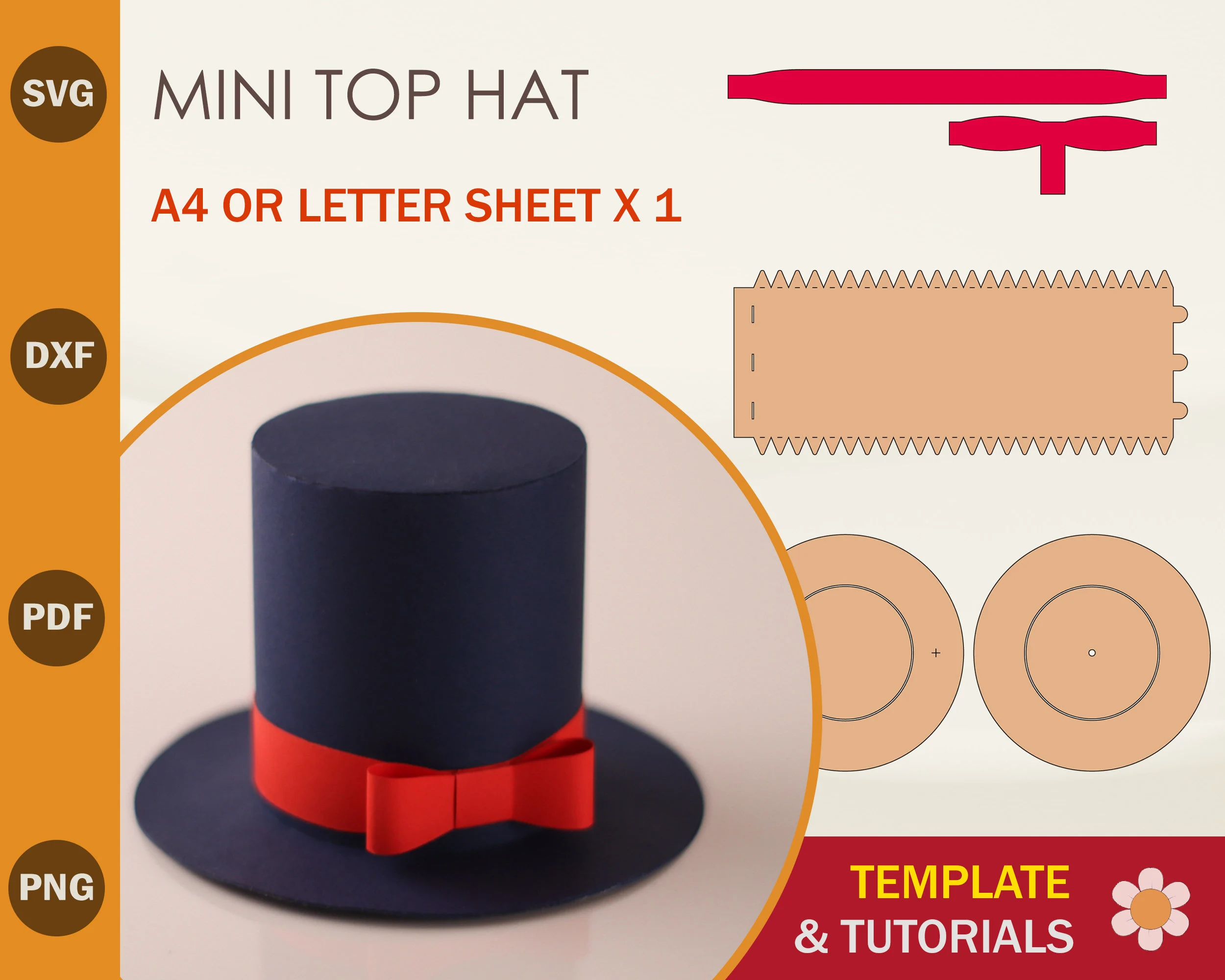 Mini Top Hat Svg Template Paper Cylinder