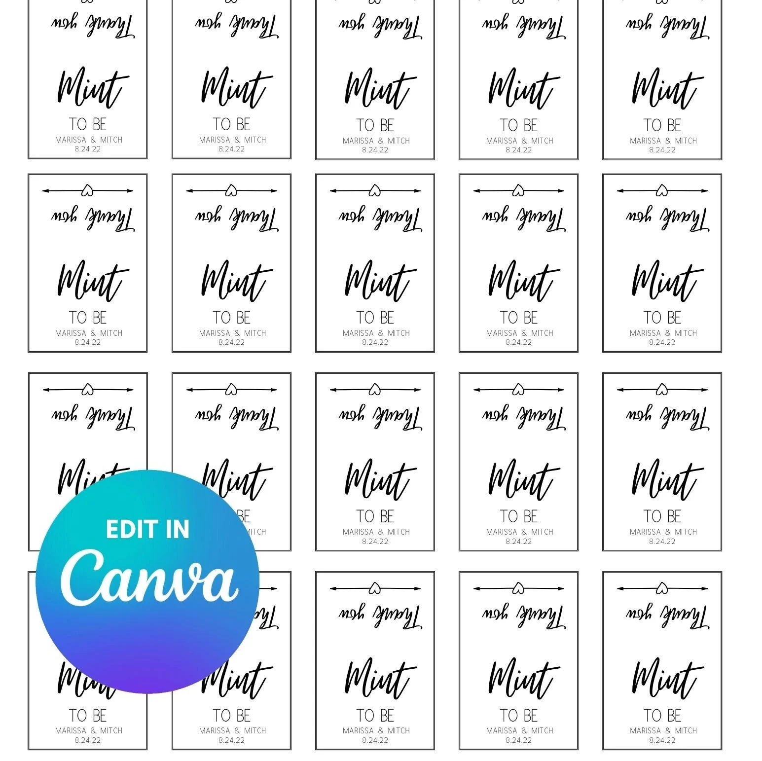 Mint To Be Wedding Favor Tags Digital