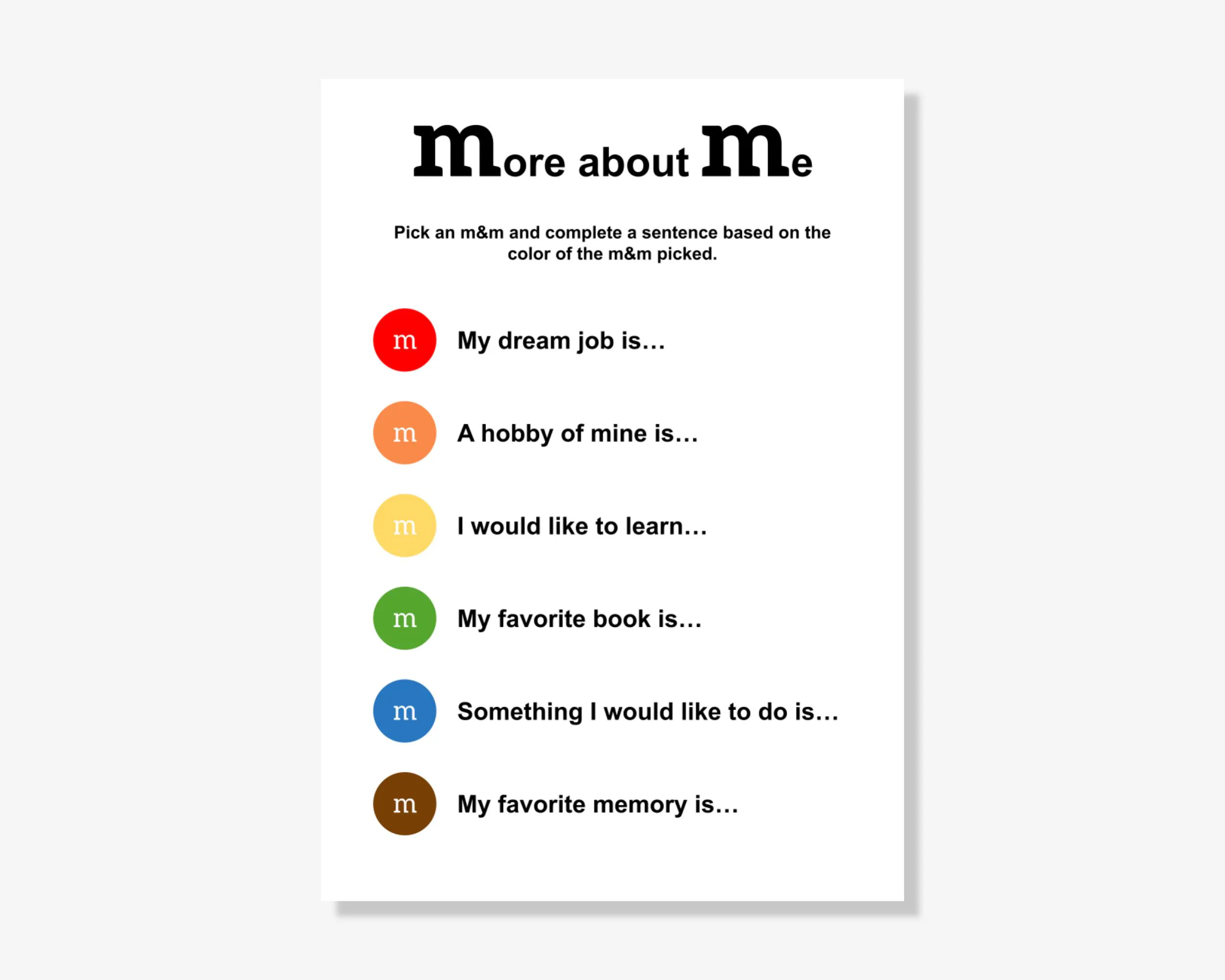 Mm Icebreaker Game Printable Icebreaker Mm Icebreaker Game Printable Icebreaker