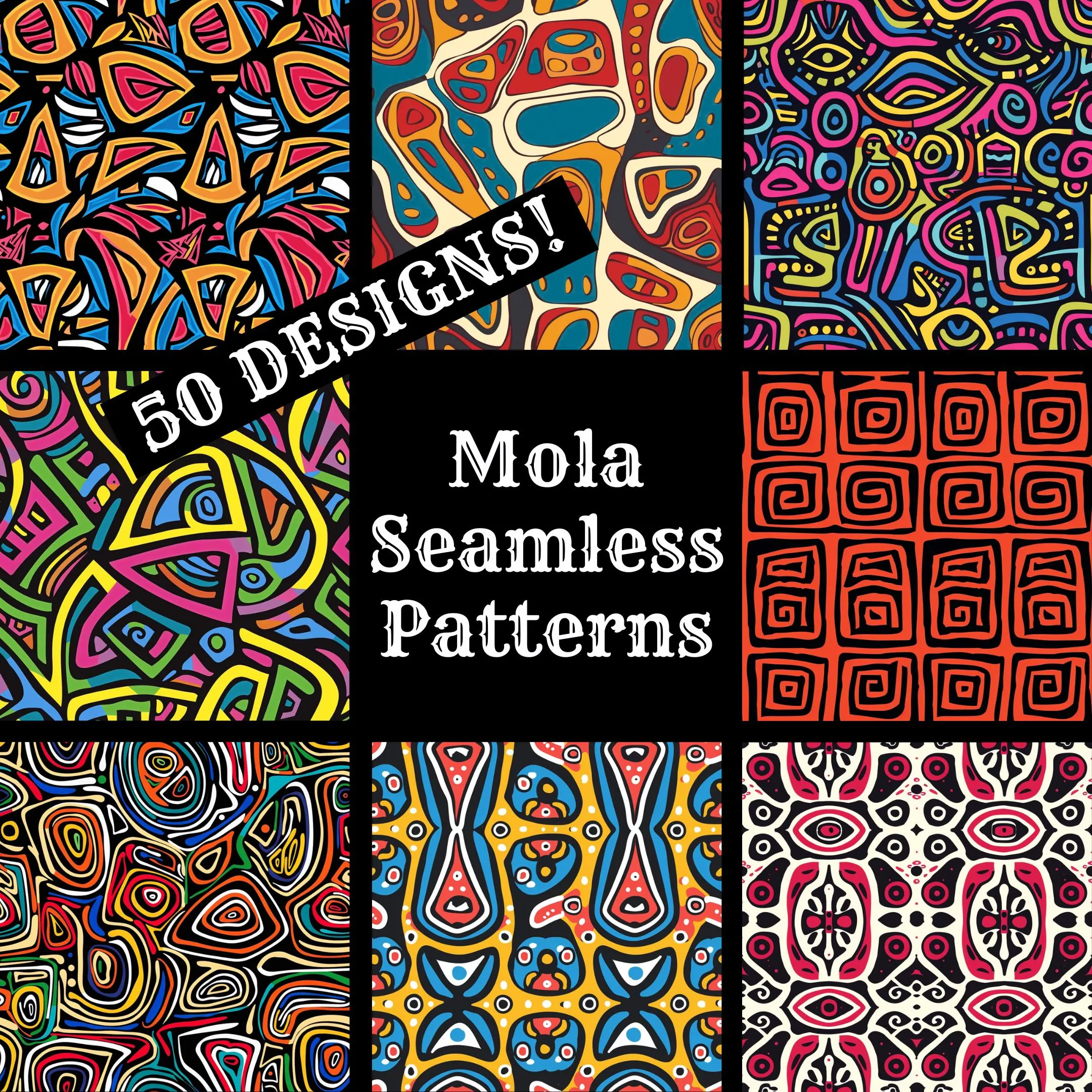 Mola Seamless Pattern Digital Paper 50