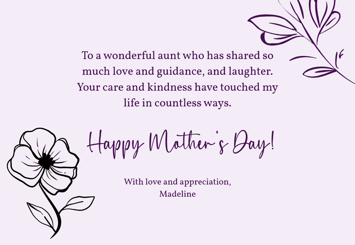 Mothers Day Card For Aunt