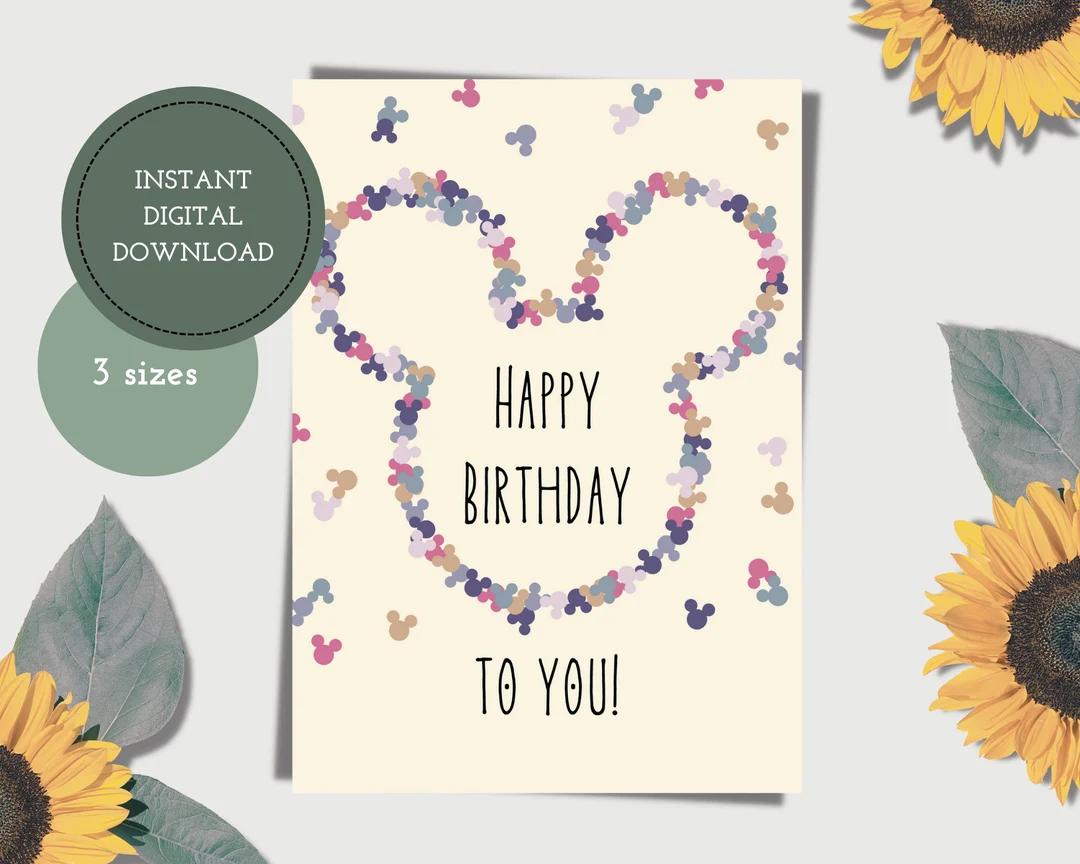 Mouse Confetti Printable Birthday Card