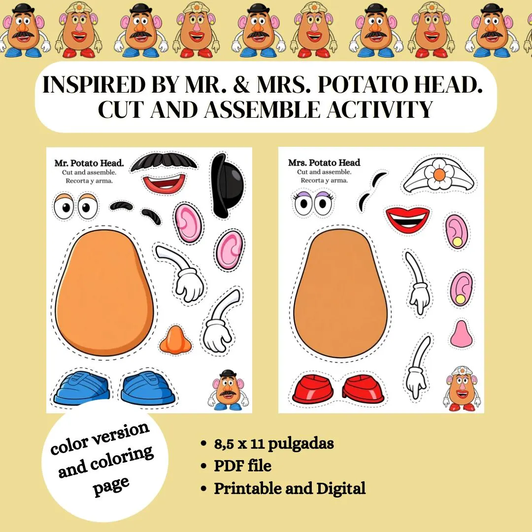 Mr Potato Head Printable Parts Mr Potato Head Printable Parts