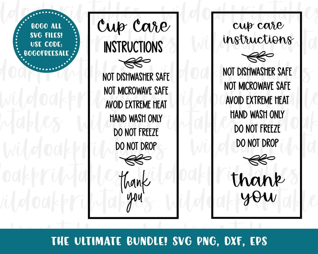 Mug Care Card Svg Cup Care Card Svg Mug Care Card For Instructions Svg Mug Cricut Files Tumbler Files For Cricut Printable Mug Silhouette