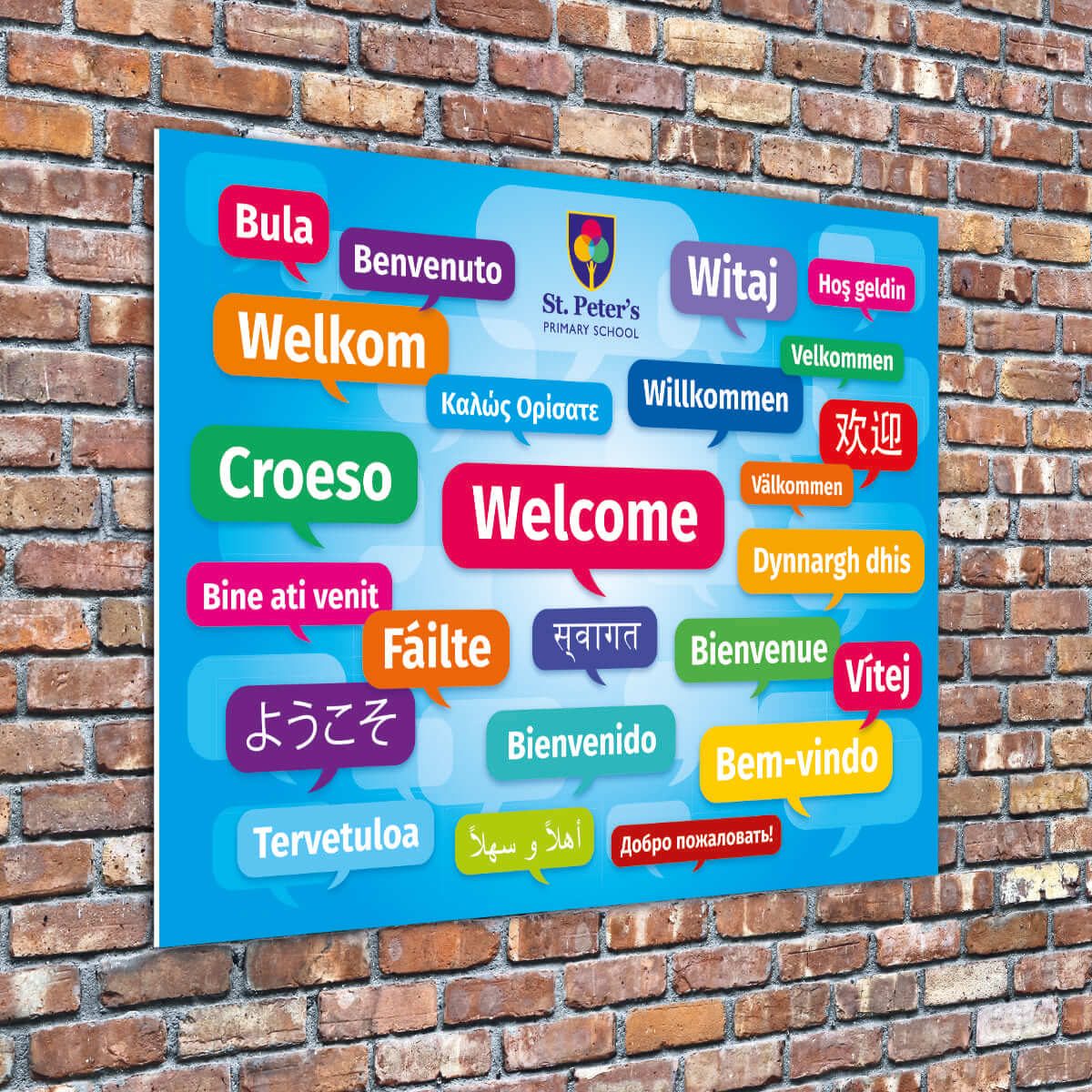 Multi Language Welcome Sign Landscape