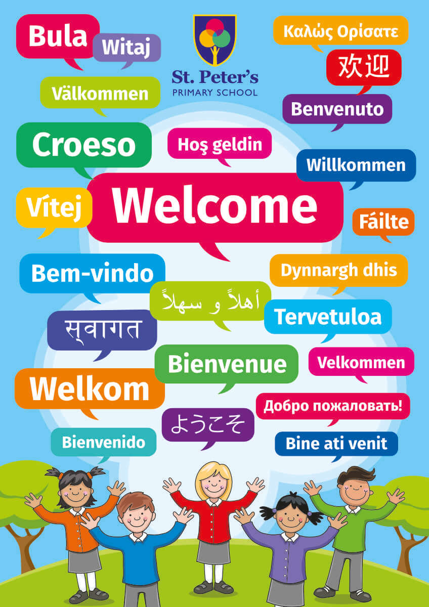 Multi Language Welcome Sign Portrait