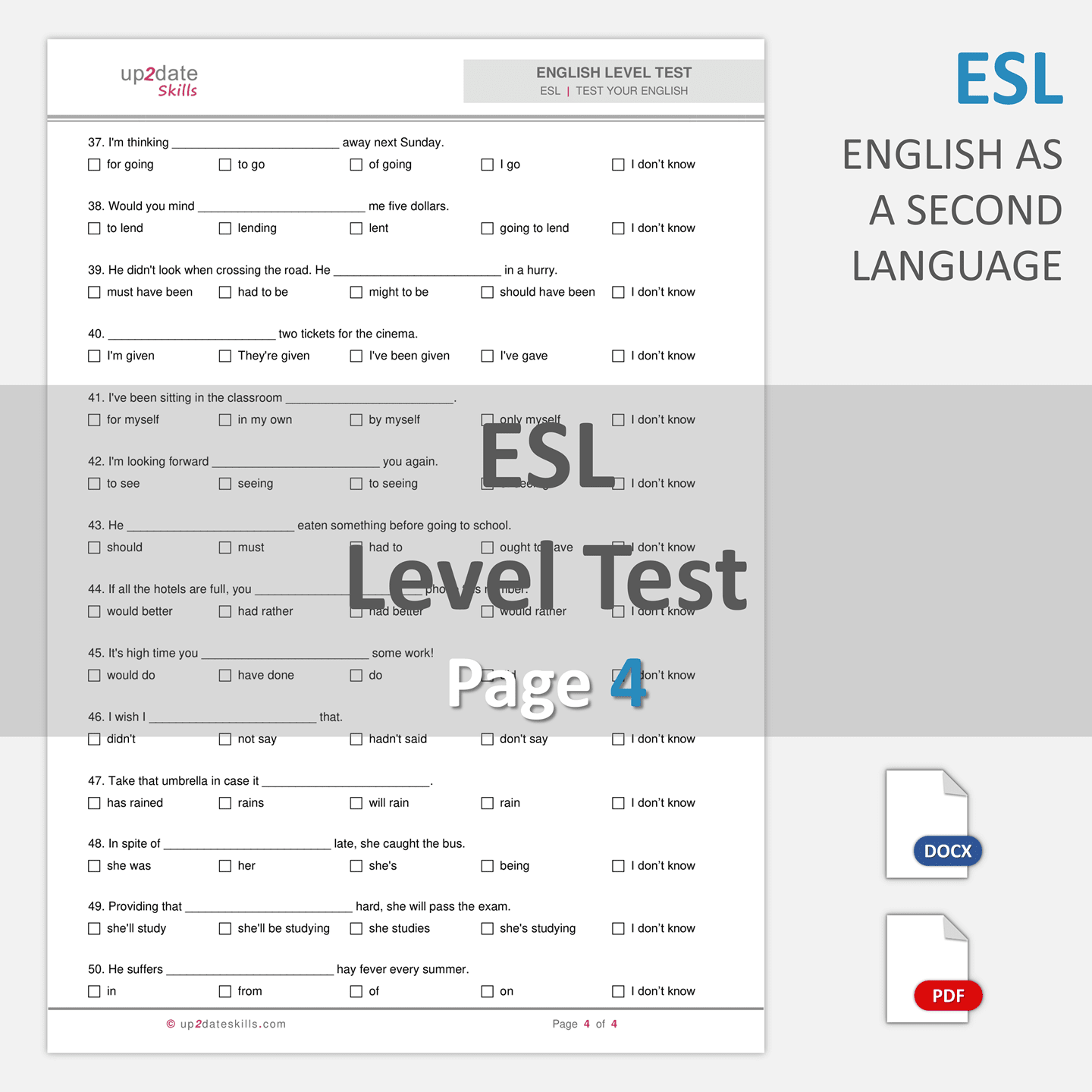 Multiple Choice Editable English Level Test Version A Printable Word Pdf Multiple Choice Editable English Level Test Version A Printable Word Pdf