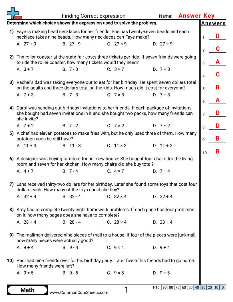 Multistep Problem Worksheets
