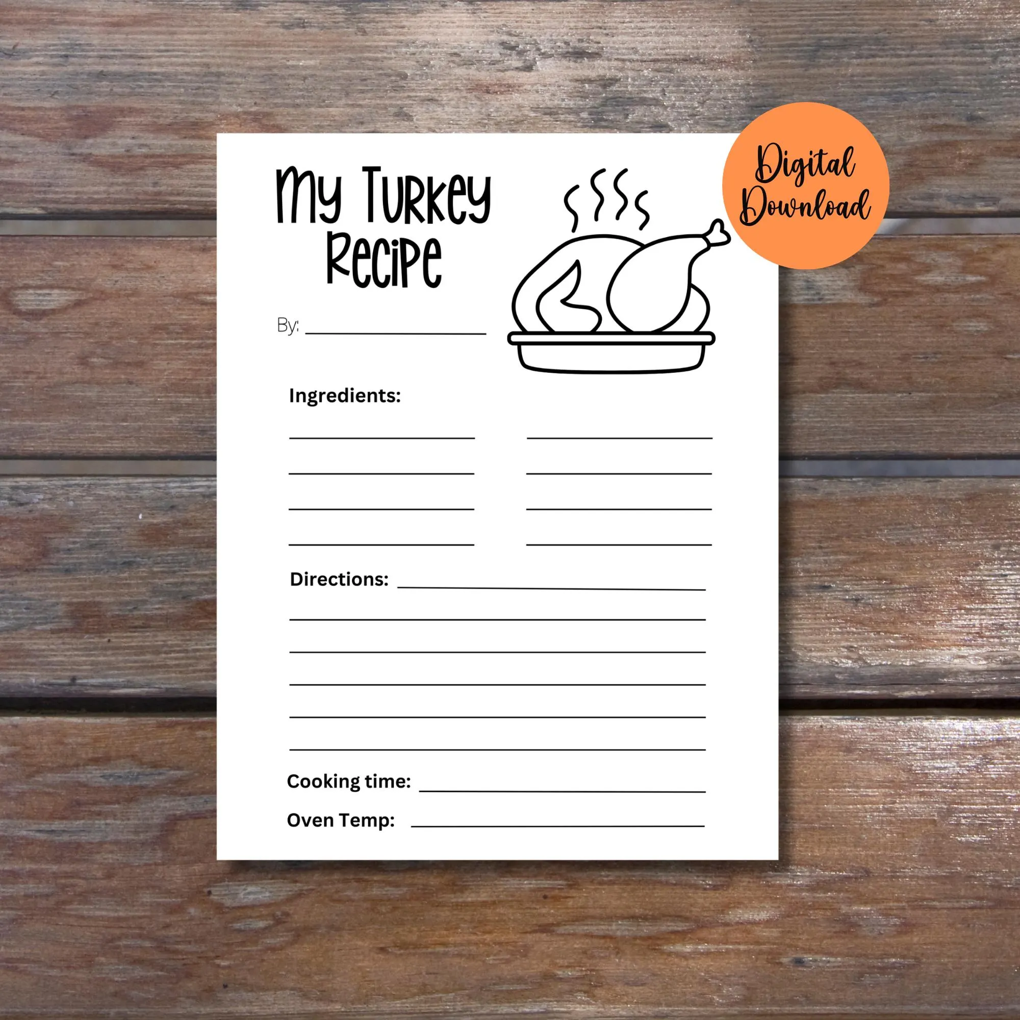 how to cook a turkey preschool printable