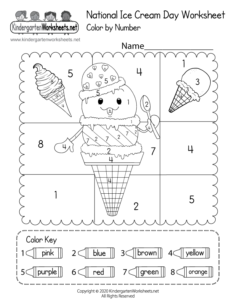 National Ice Cream Day Worksheet