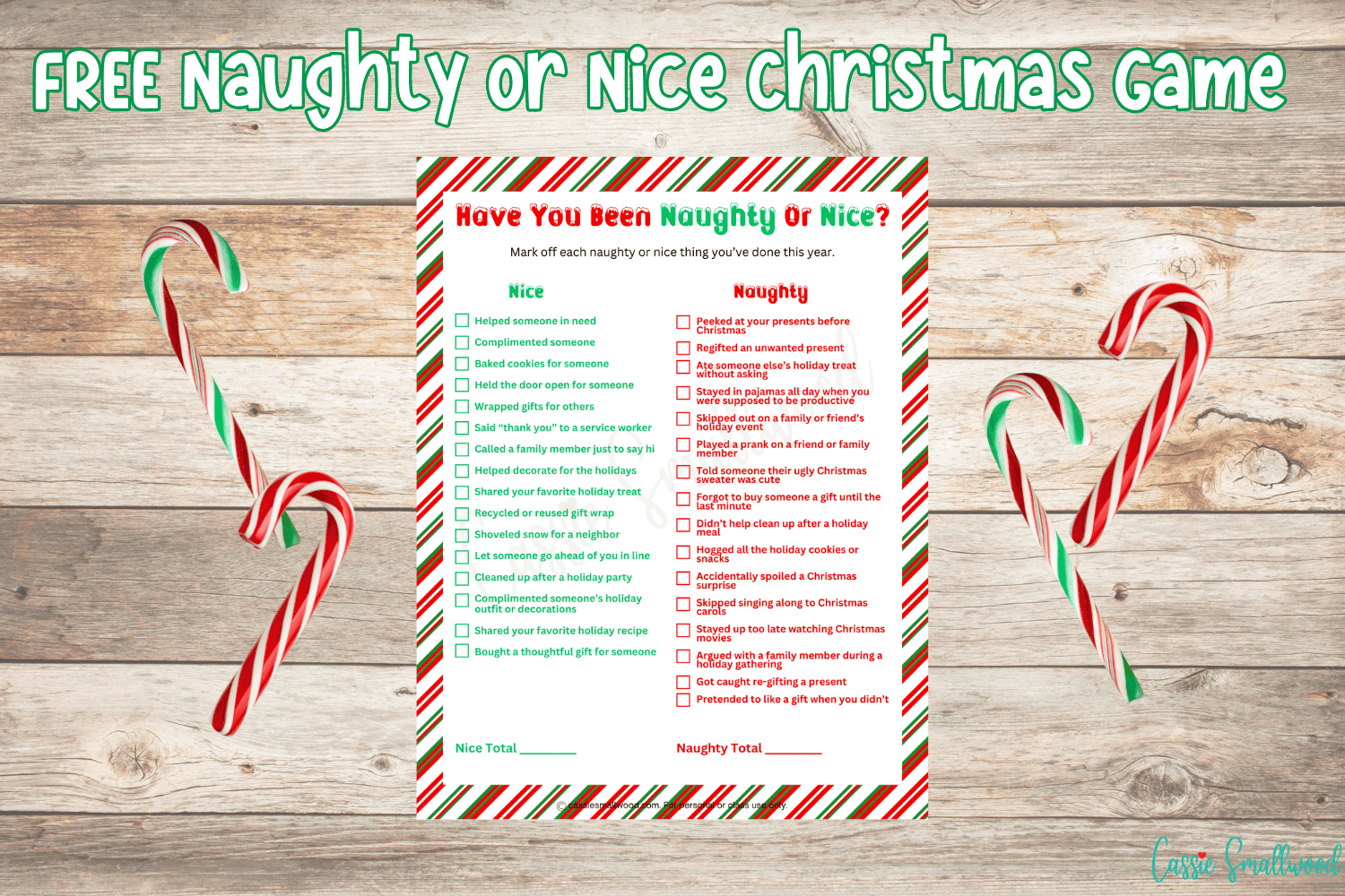 Naughty Or Nice Christmas Game Free Printable