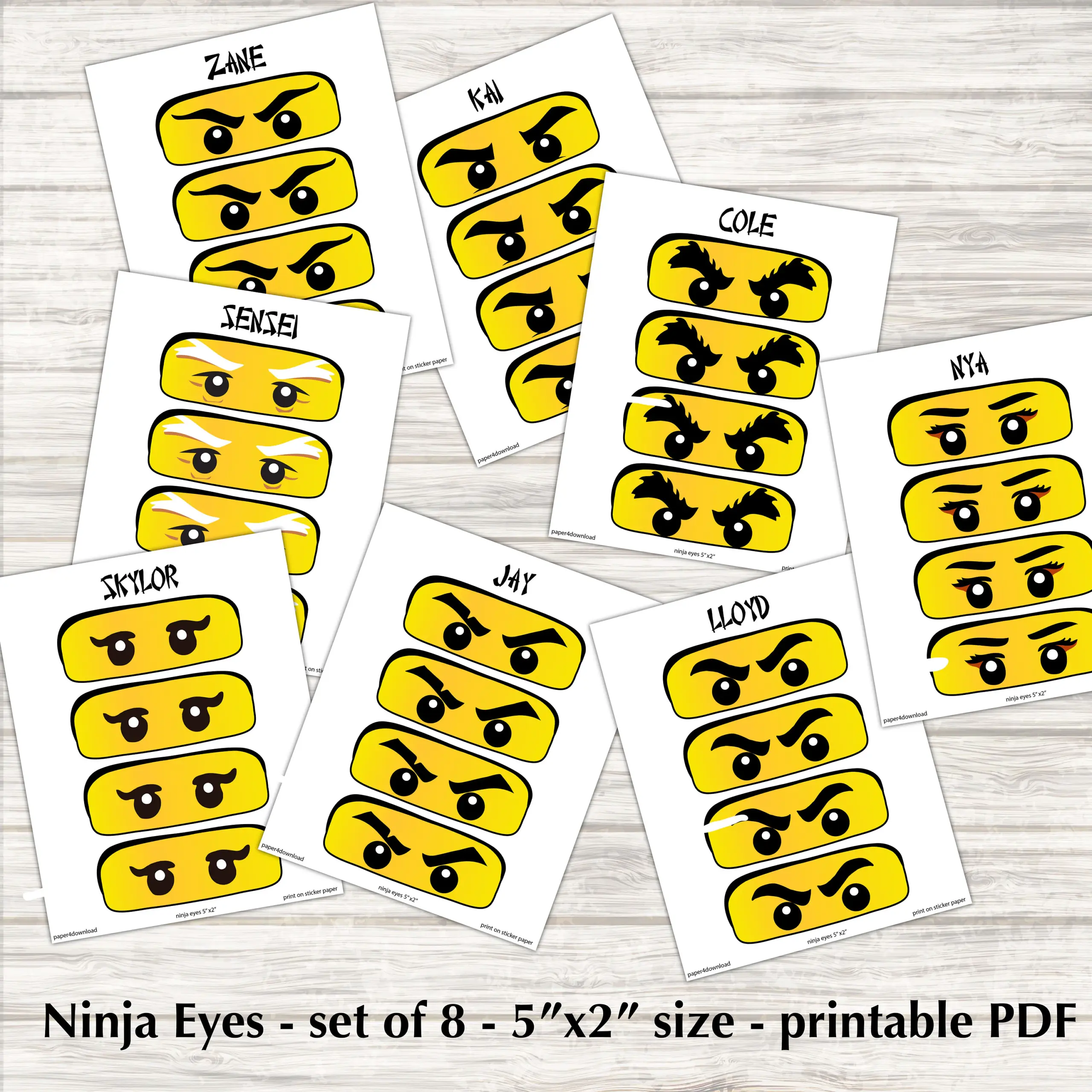 Ninja Party Stickers 8 Styles Printable Ninja Party Stickers 8 Styles Printable