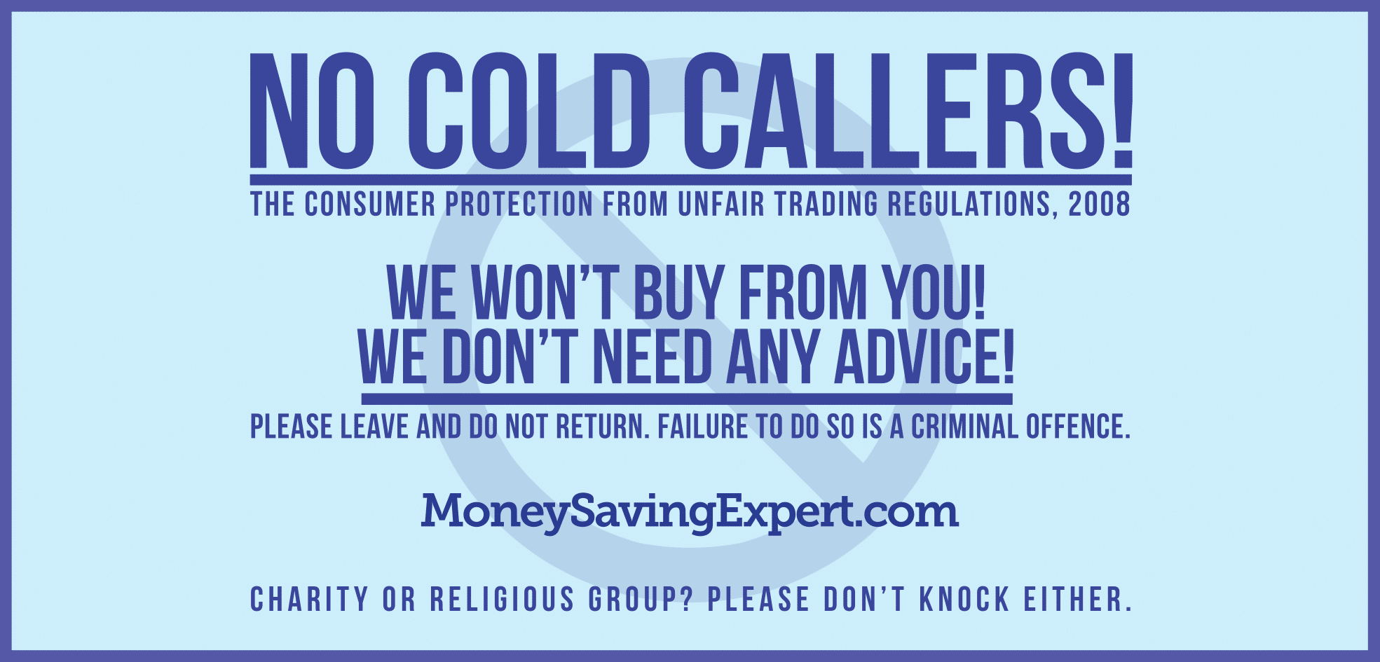 No Cold Callers Signs