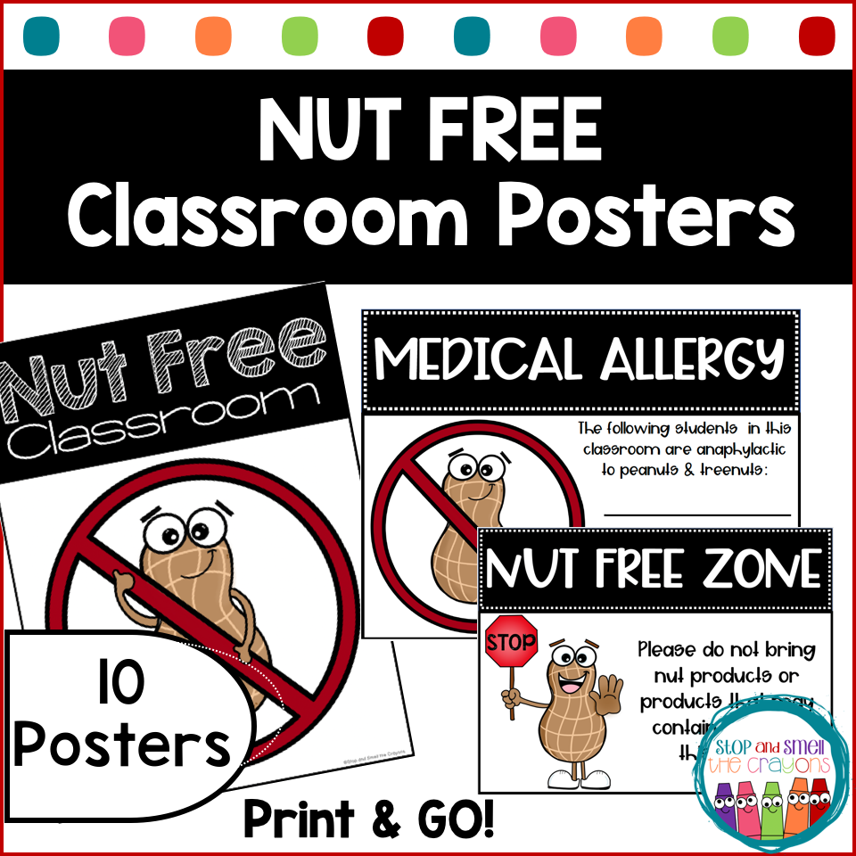 printable nut free zone sign