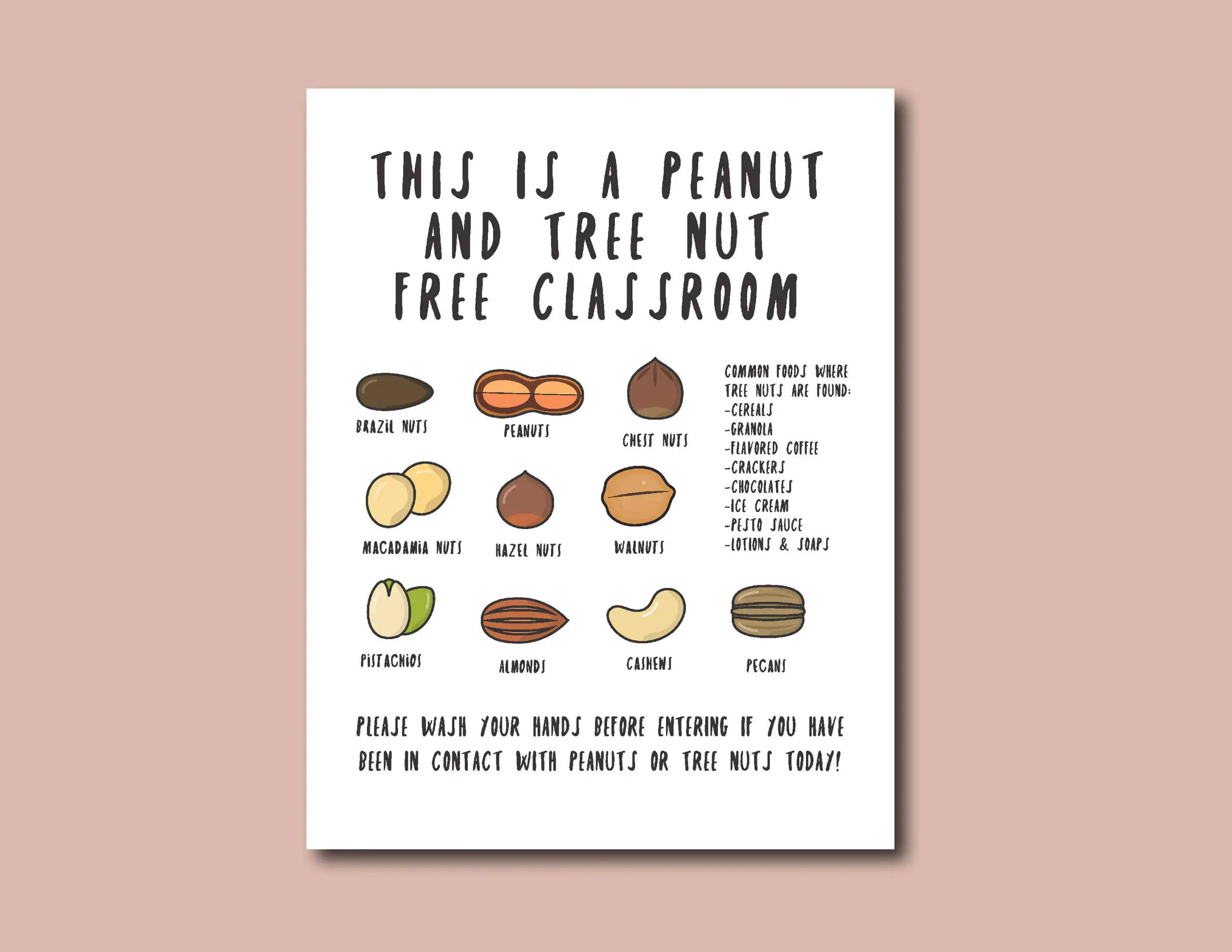Nut Free Classroom Sign