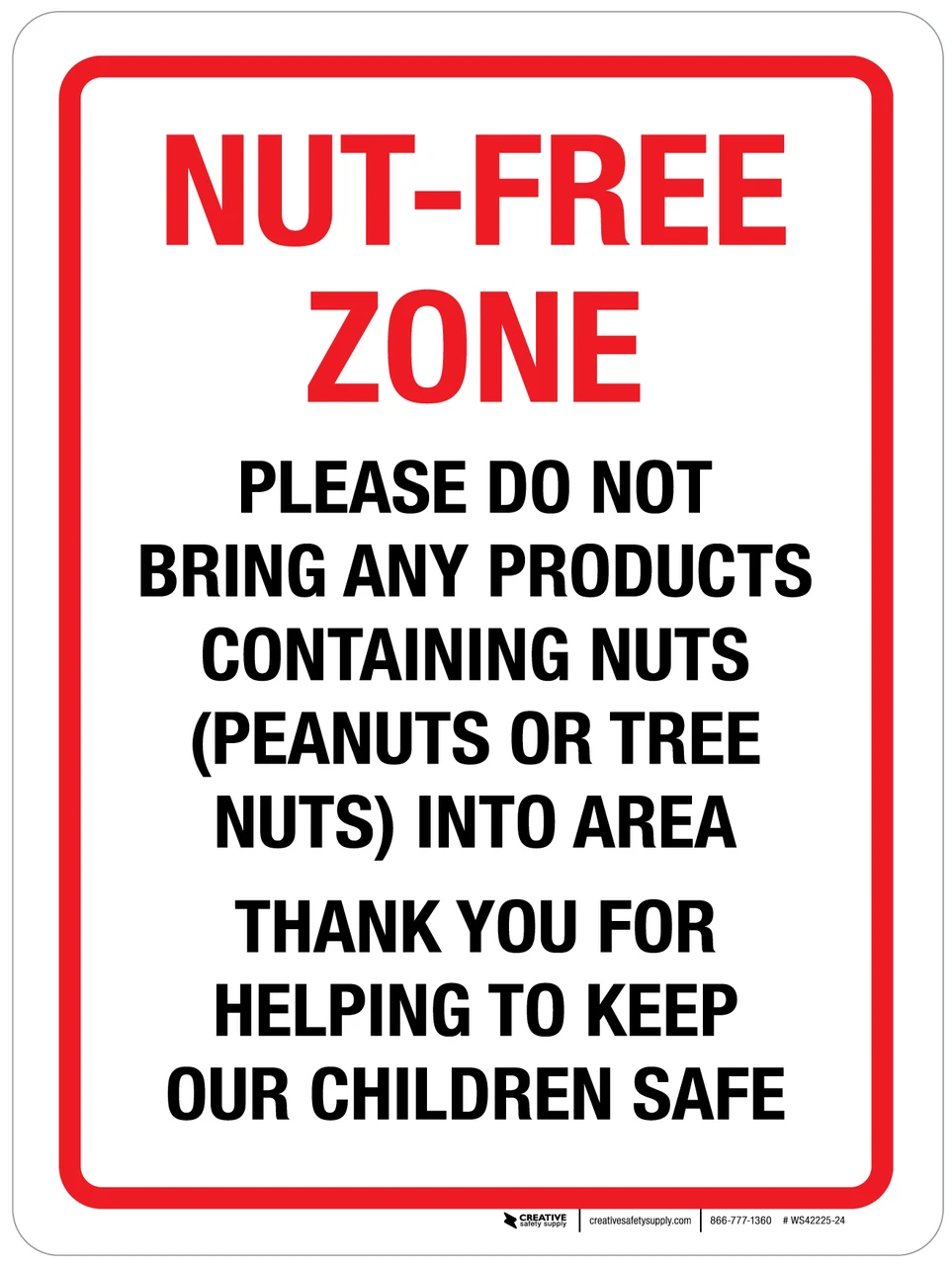 peanut free signs printable