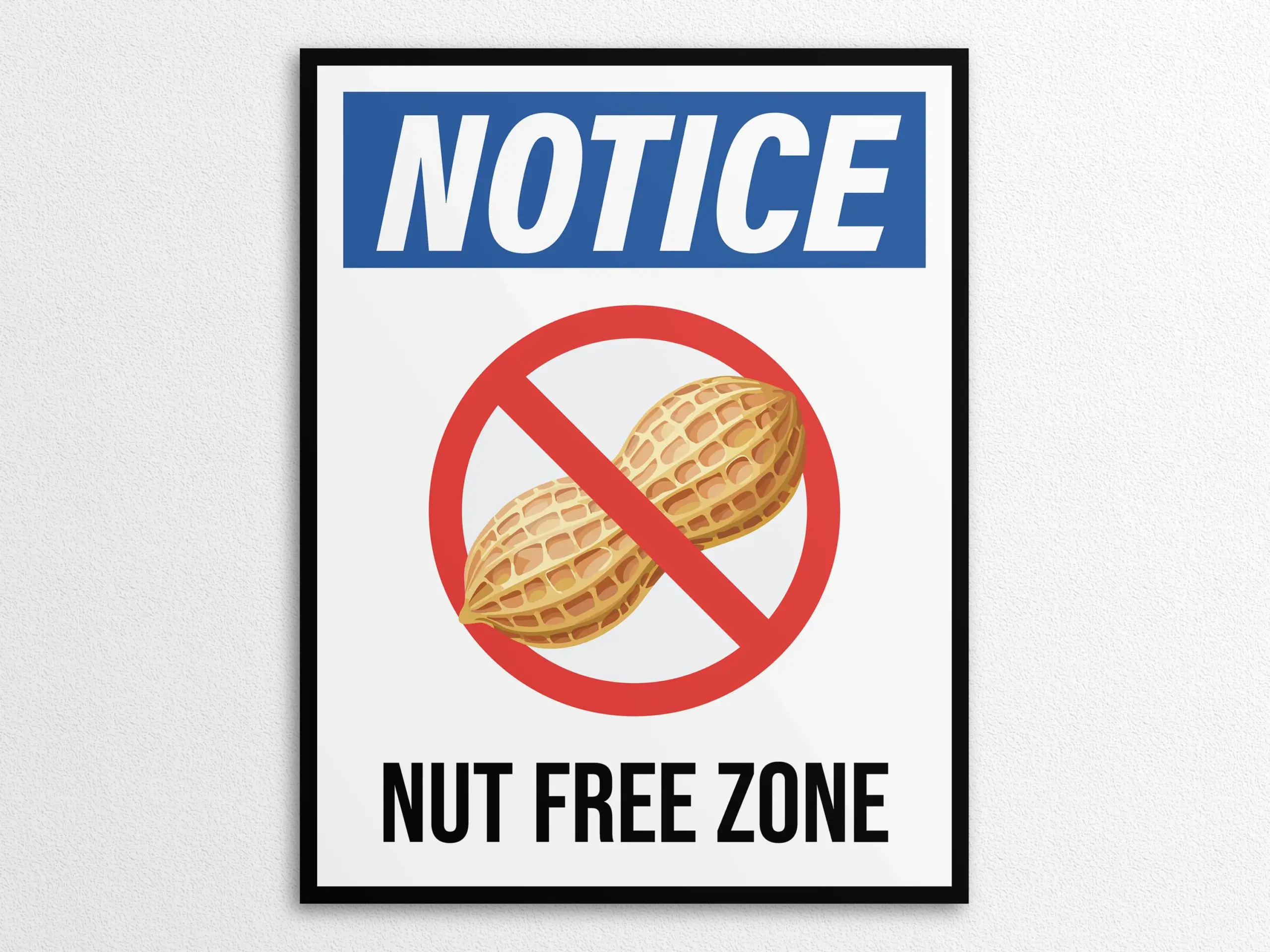 Nut Free Zone Sign Allergy Notice