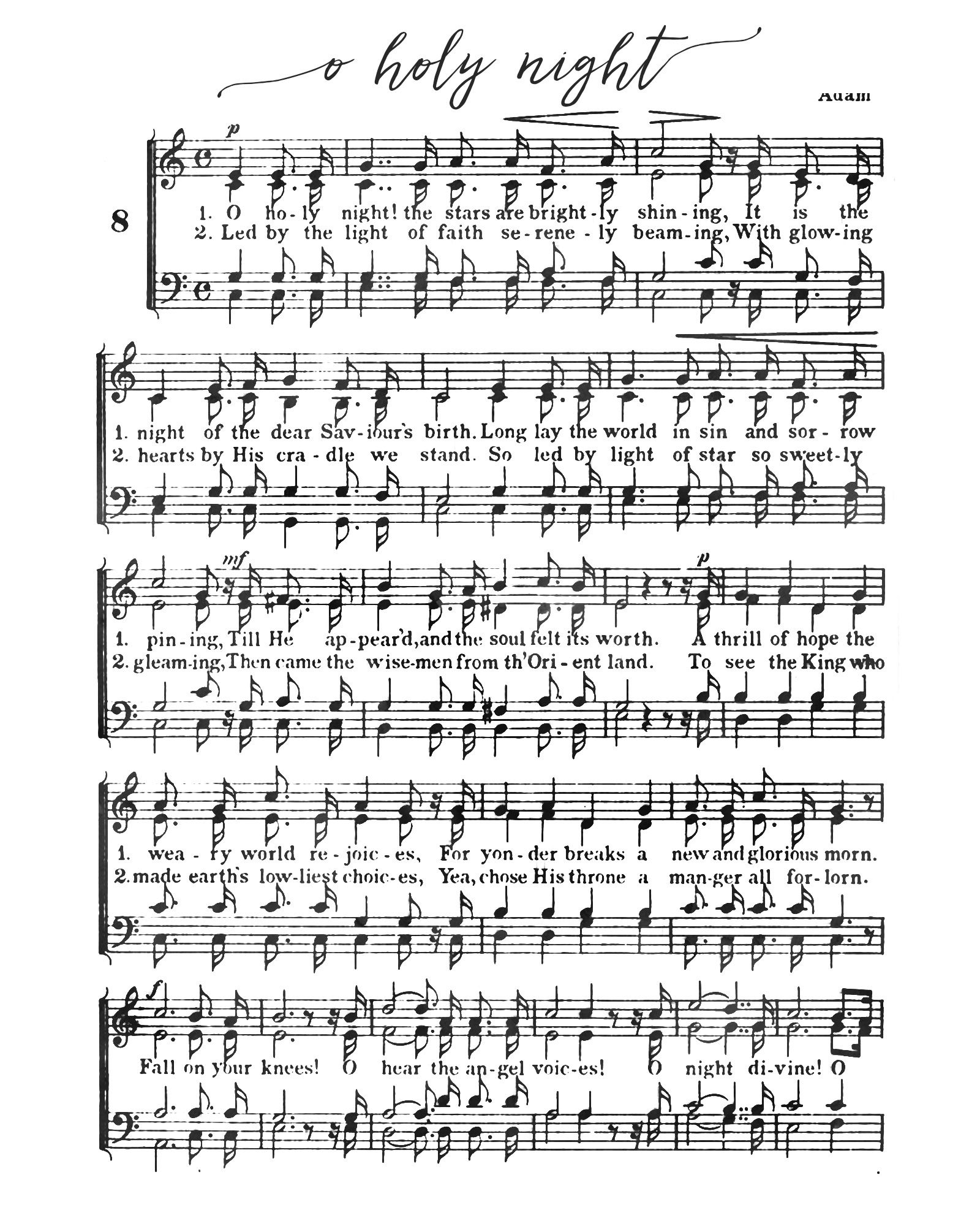 O Holy Night Free Printable Christmas Sheet Music