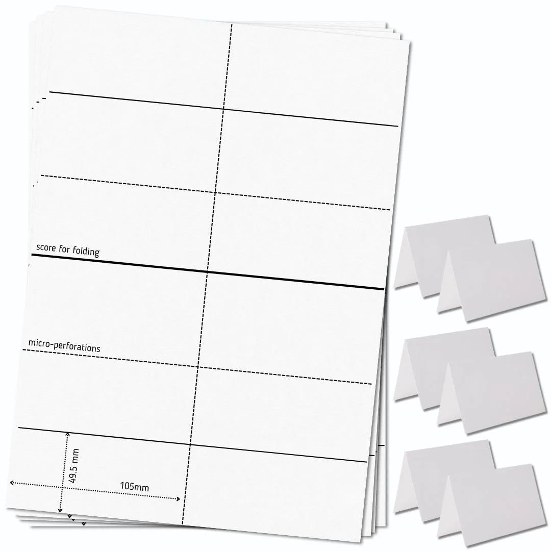 Office Gear Tent Cards 1 500 Bulk Pack Table Place Cards Perforated Printable Folding Name Cards For Conference Exhibitions Weddings 49 5mm X 105mm When Folded 6 Cards Per A4 Sheet