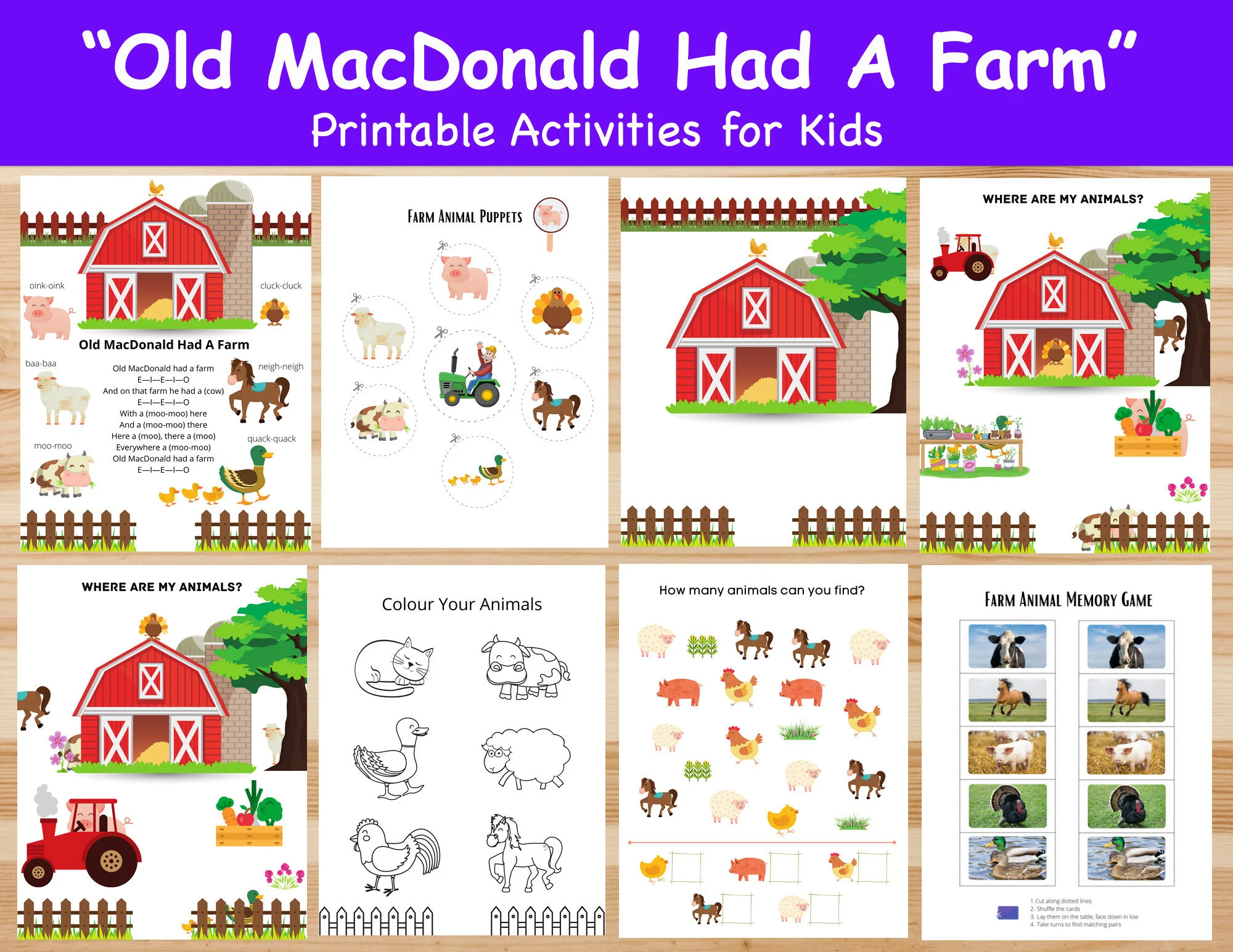 old macdonald free printables