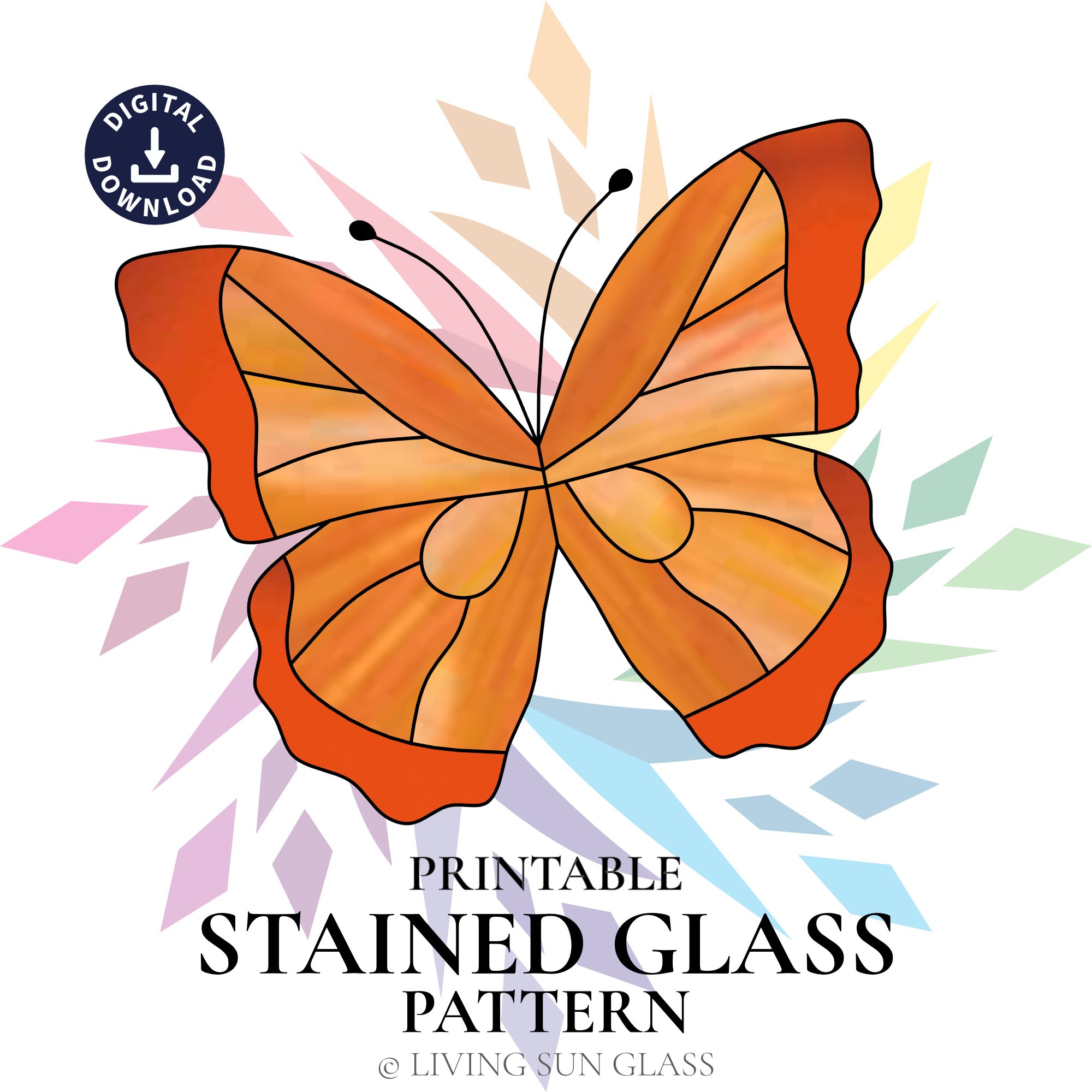Orange Butterfly Stained Glass Pattern