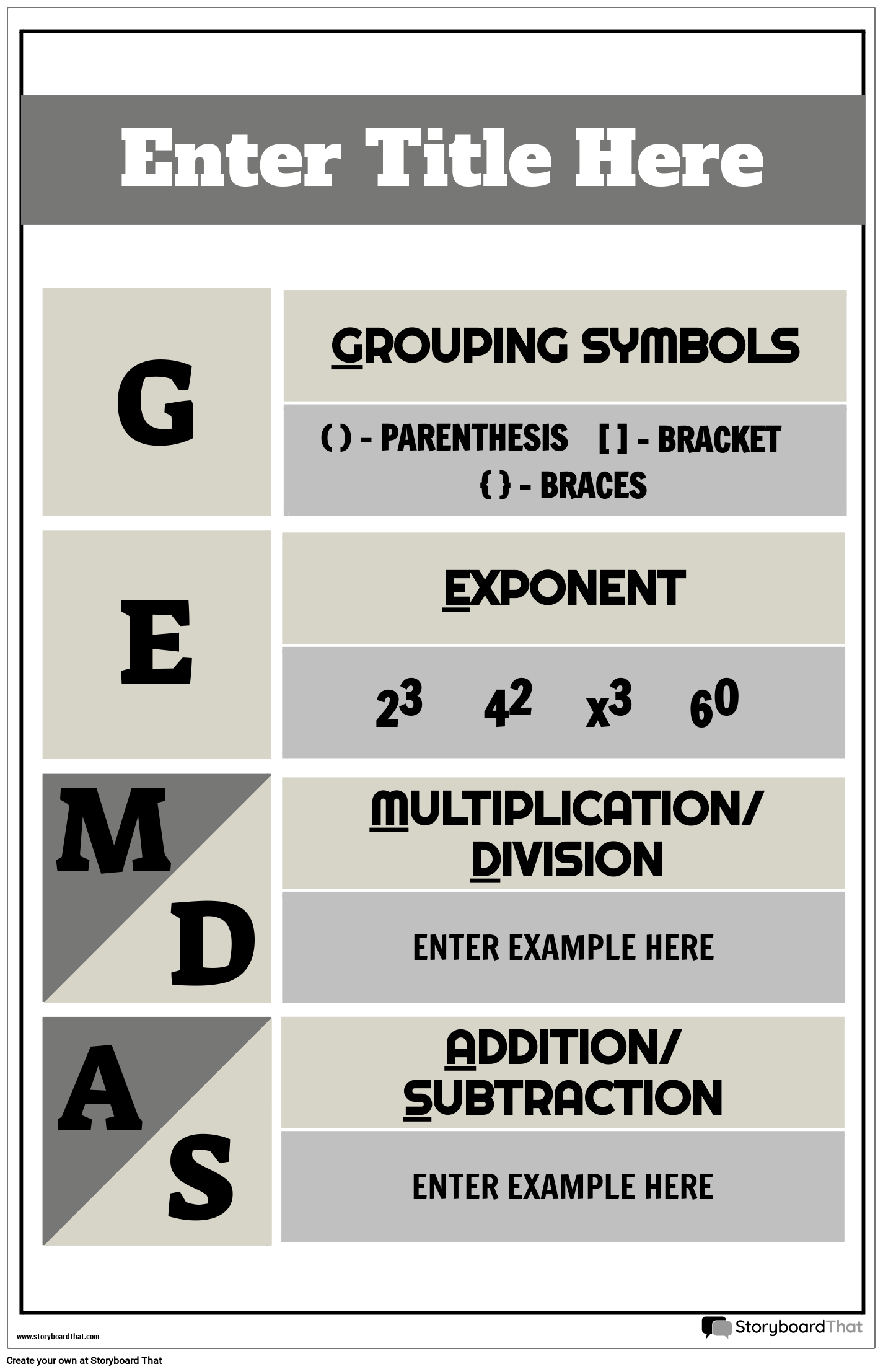 free printable pemdas chart