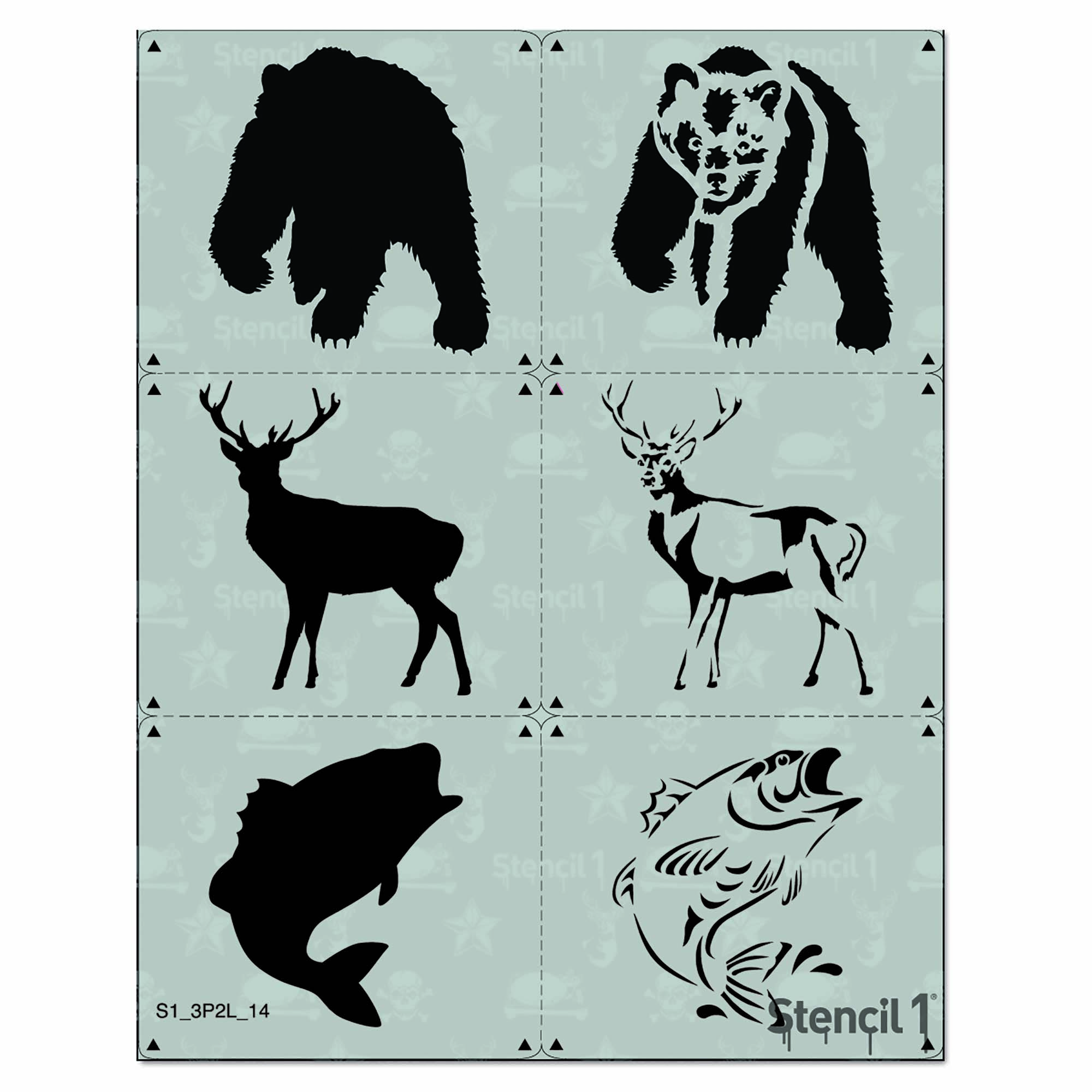 Outdoors Animals Stencil 3 Pack Two Layers