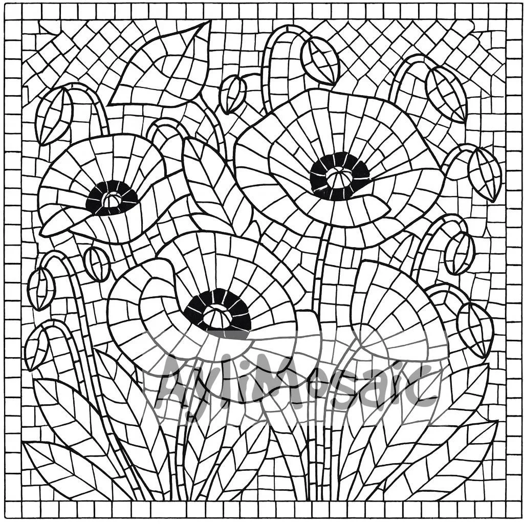 Pack Of 10 Mosaic Templates Flower