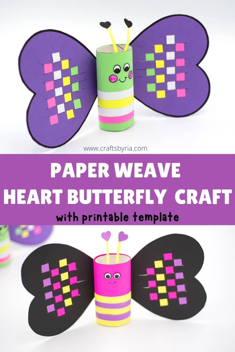 Paper Weaving Heart Butterfly Craft