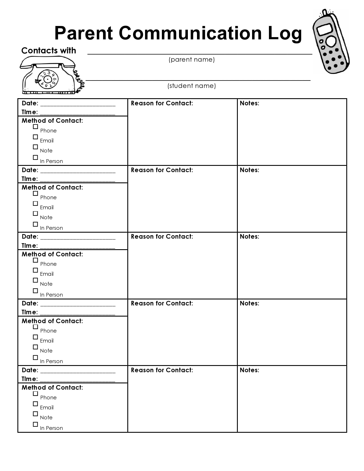 Parent Communication Logs Parent Communication Logs