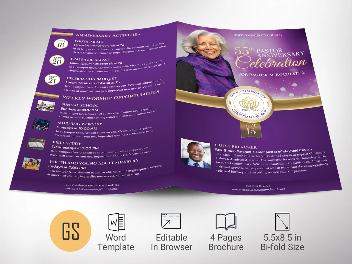 Pastor Appreciation Program Template For Canva