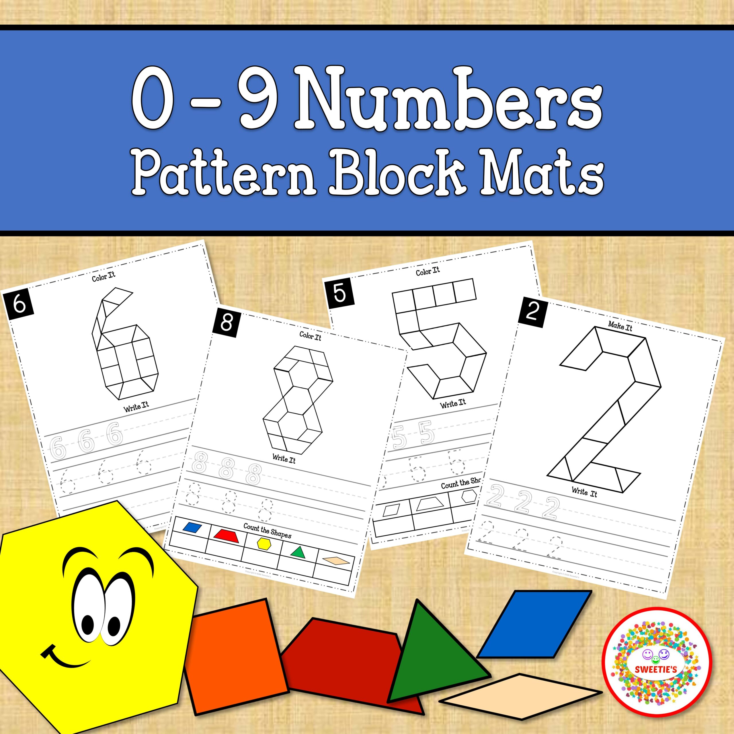 Pattern Blocks Mats Numbers 0 9