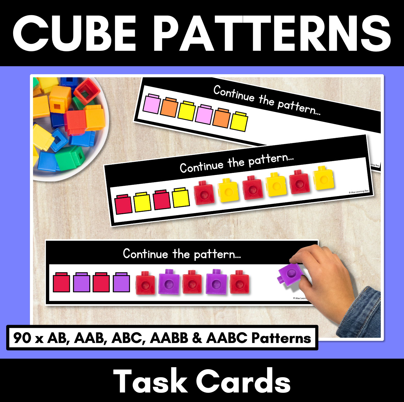 Patterns In Kindergarten Task Cards Snap Cubes Or Unifix Cubes