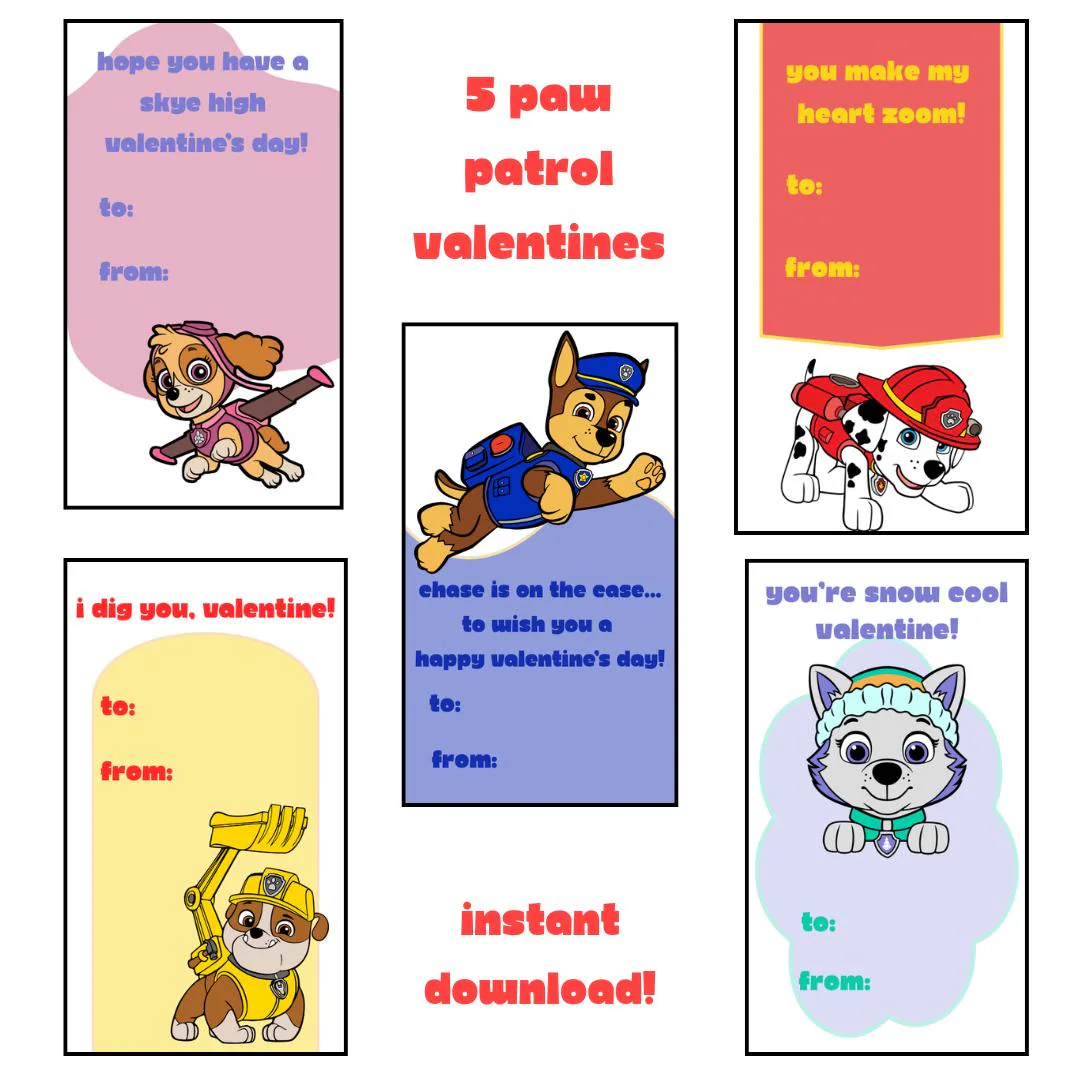 Paw Patrol Valentines Cards Instant